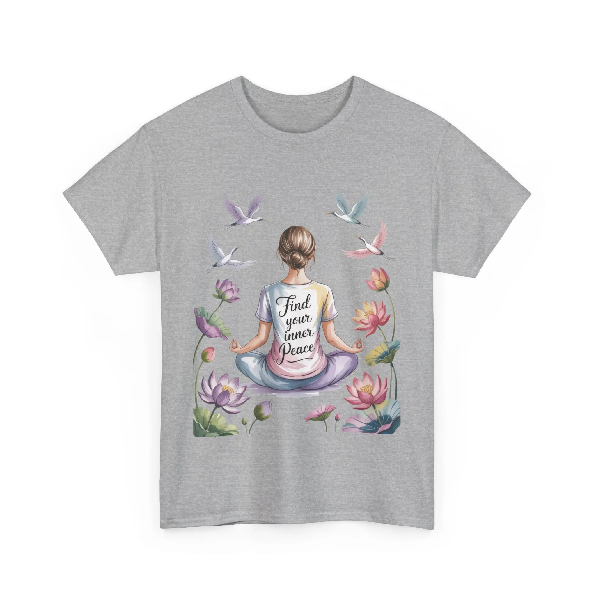 Find Your Inner Peace Womens Heavy Cotton Tee, Motivational Shirt, Meditation Apparel, Relaxation Gift, Casual Wear, Mindfulness Tee - Image 4