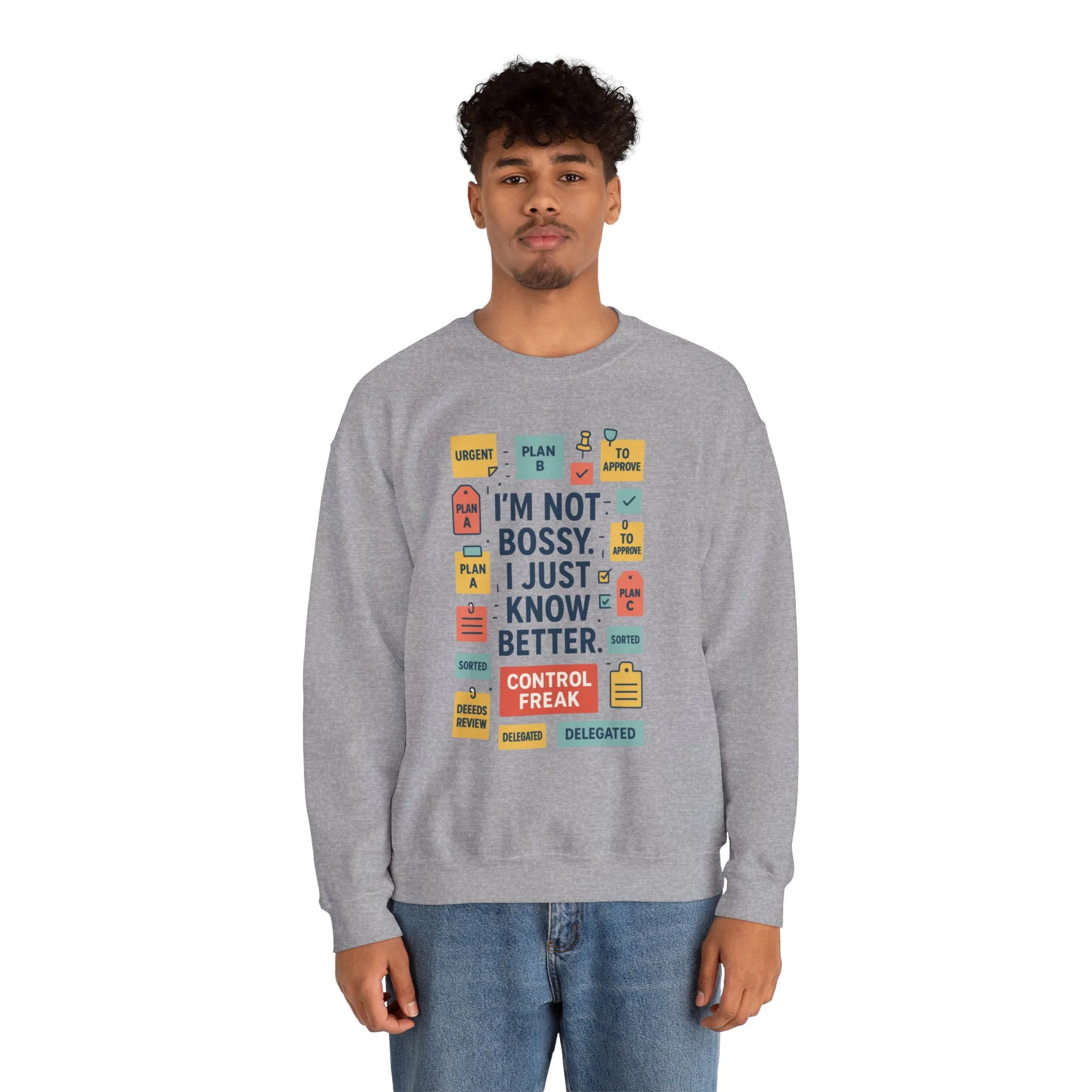 Funny Mens Control Freak Sweatshirt, Sarcastic Crewneck Gift for Him, Perfect Gift for Bossy Friends - Image 3