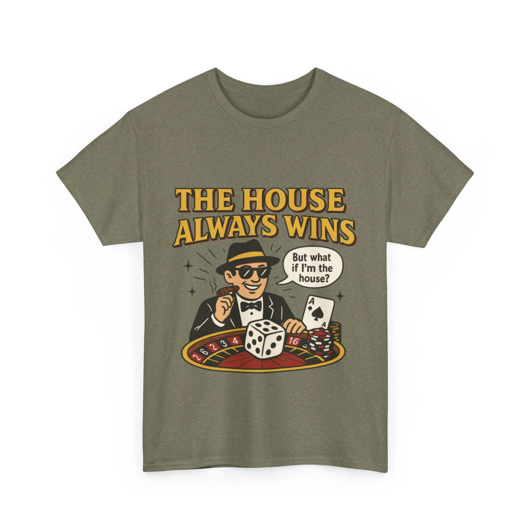 Vintage Casino Humor Unisex Tee, Funny Gambling Shirt, Gift for Gamblers, House Always Wins T-Shirt, Vegas Style Gift, Casino Quote Tee - Image 2