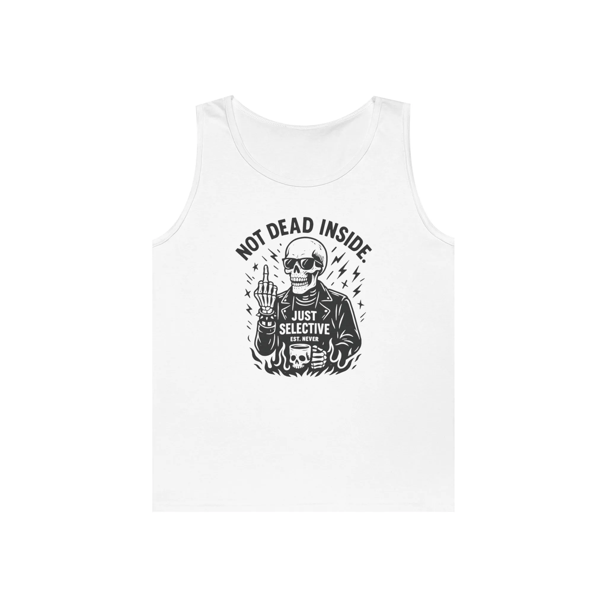 Mens Dark Humor Graphic Tank Top, Not Dead Inside, Funny Graphic Tee, Gifts for Him, Halloween, Occasions, Funny Skeleton Tee - Image 4