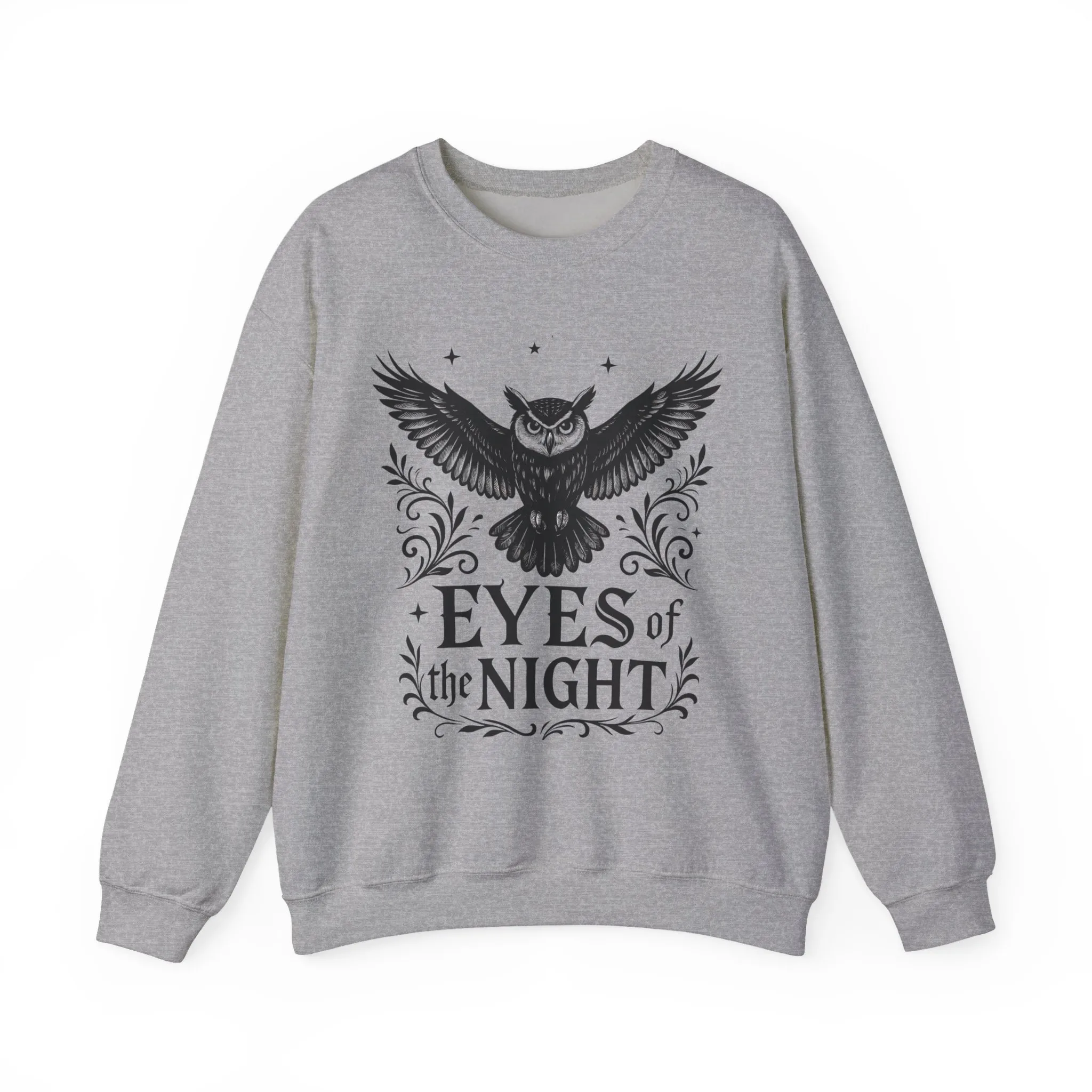 Eyes of the Night Owl Sweatshirt, Mens Dark Gothic Sweatshirt, Mysterious Owl Graphic Pullover, Forest Bird of Night Design, Halloween Gift - Image 2