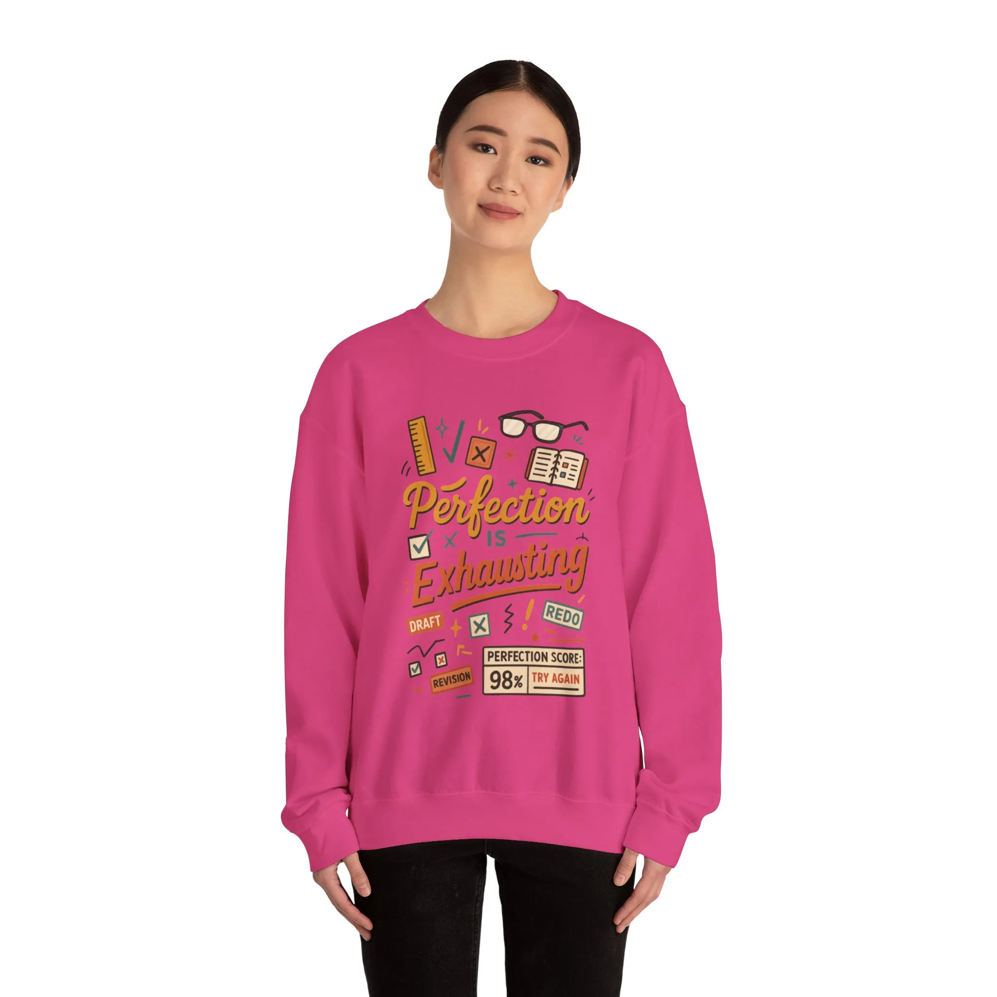 Exhausting Perfection Crewneck Sweatshirt, Funny Gift for Students, Cozy Unisex Sweater, Gift for Graduates, Motivational Apparel - Image 34