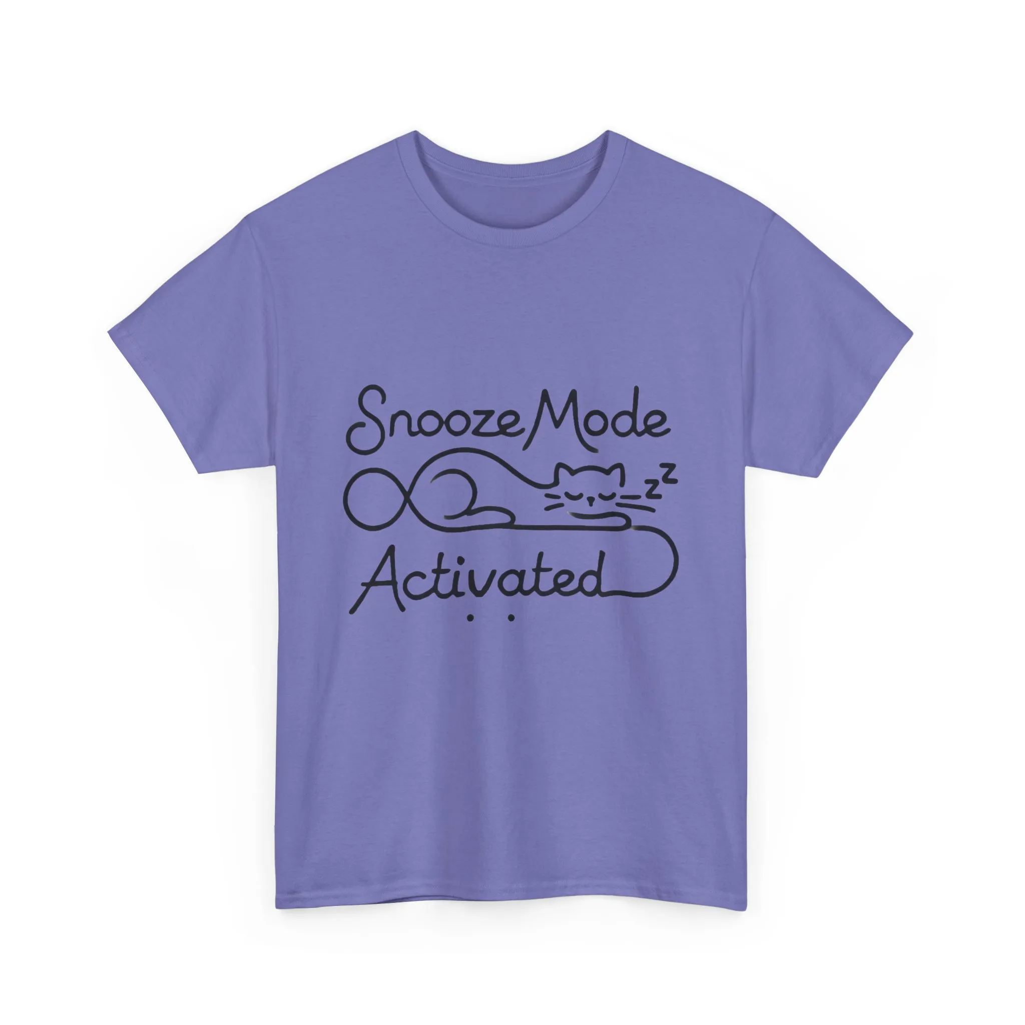 Cotton T-Shirt for Cat Lovers, Funny Sleeping Cat Tee, Lazy Mood Graphic, Women's Heavy Cotton T-Shirt Gift for Cat Lovers - Image 19