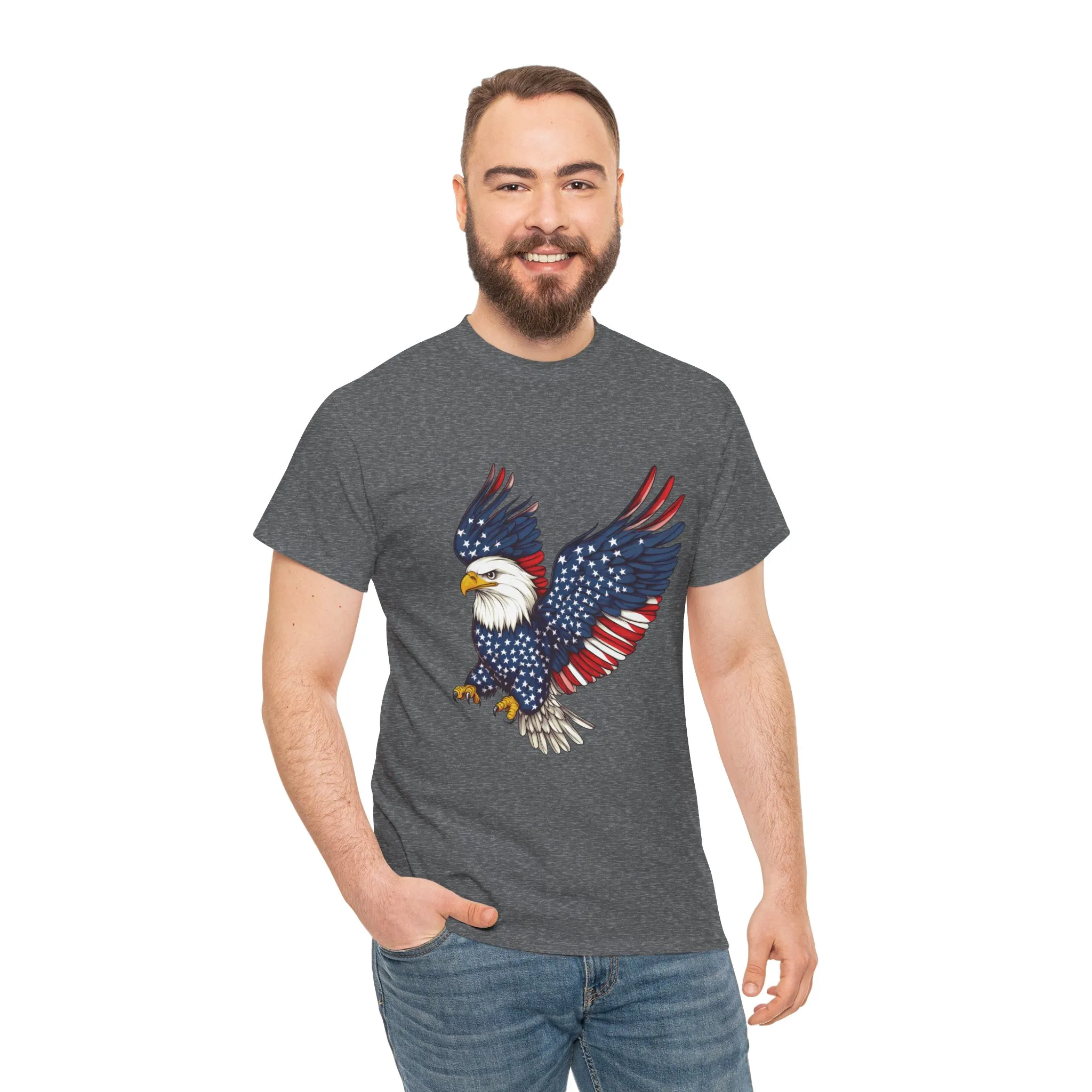 Patriotic Eagle Tee, Unisex Heavy Cotton T-Shirt for Independence Day, Memorial Day, Veterans Day, Gift for Nature Lovers, Casual Wear - Image 14