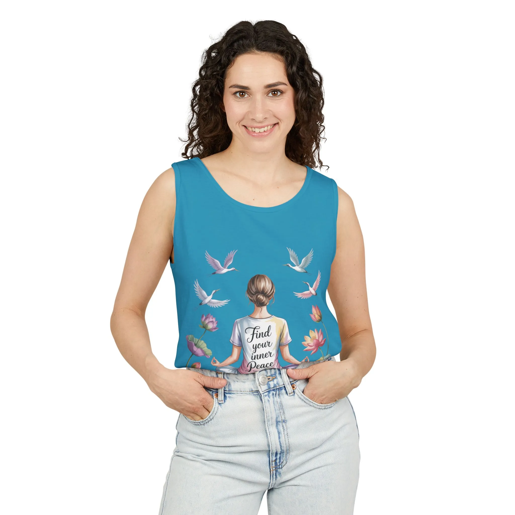 Meditation Floral Womens Tank Top, Find Your Inner Peace, Yoga Apparel, Gift for Mindfulness, Summer Relaxed Wear - Image 39