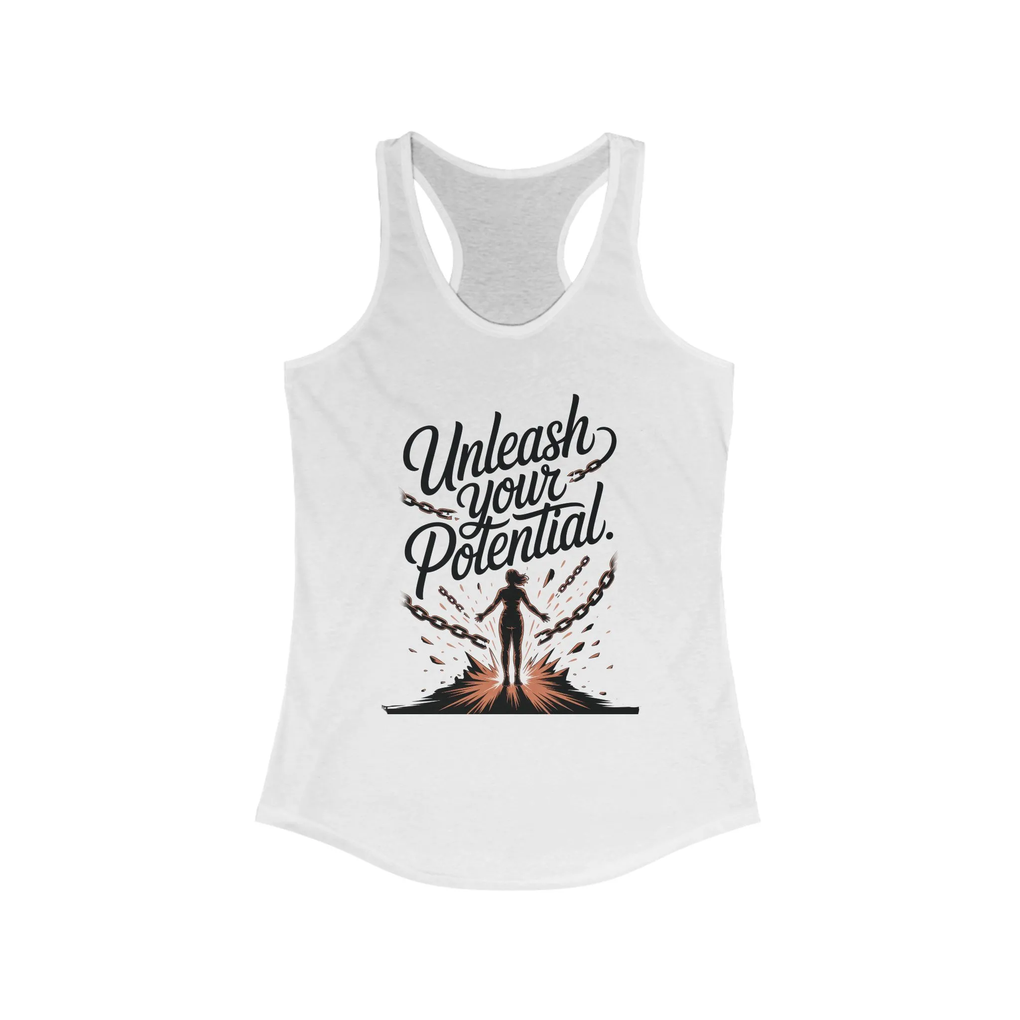 Unleash Your Potential Racerback Tank, Inspirational Workout Top, Motivational Gym Wear, Women's Activewear, Fitness Tank for Women - Image 3