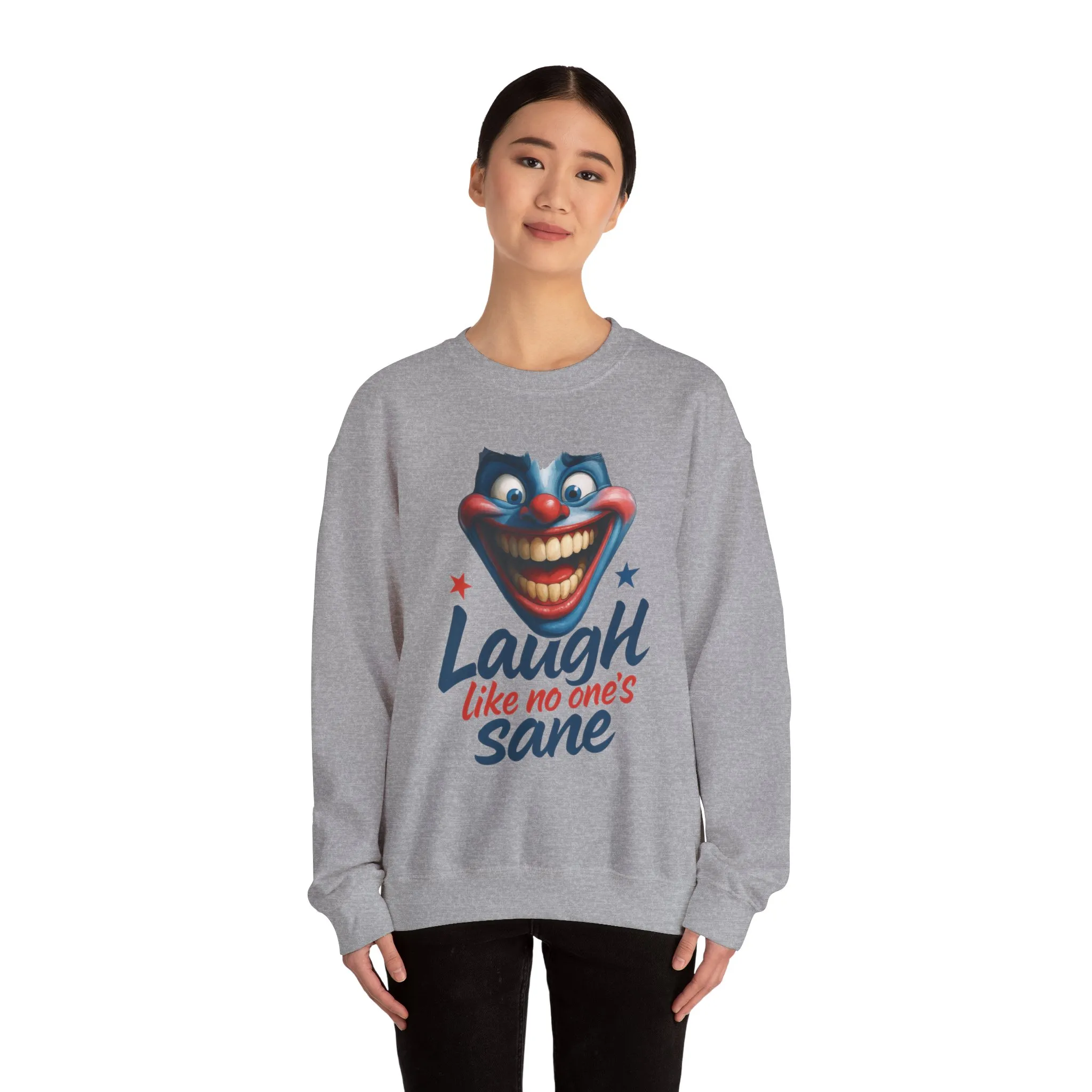 Funny Sweatshirt with 'Laugh Like No One's Sane' Design, Unisex Crewneck, Cozy Gift for Friends, Humor Apparel, Comfy Casual Wear - Image 12