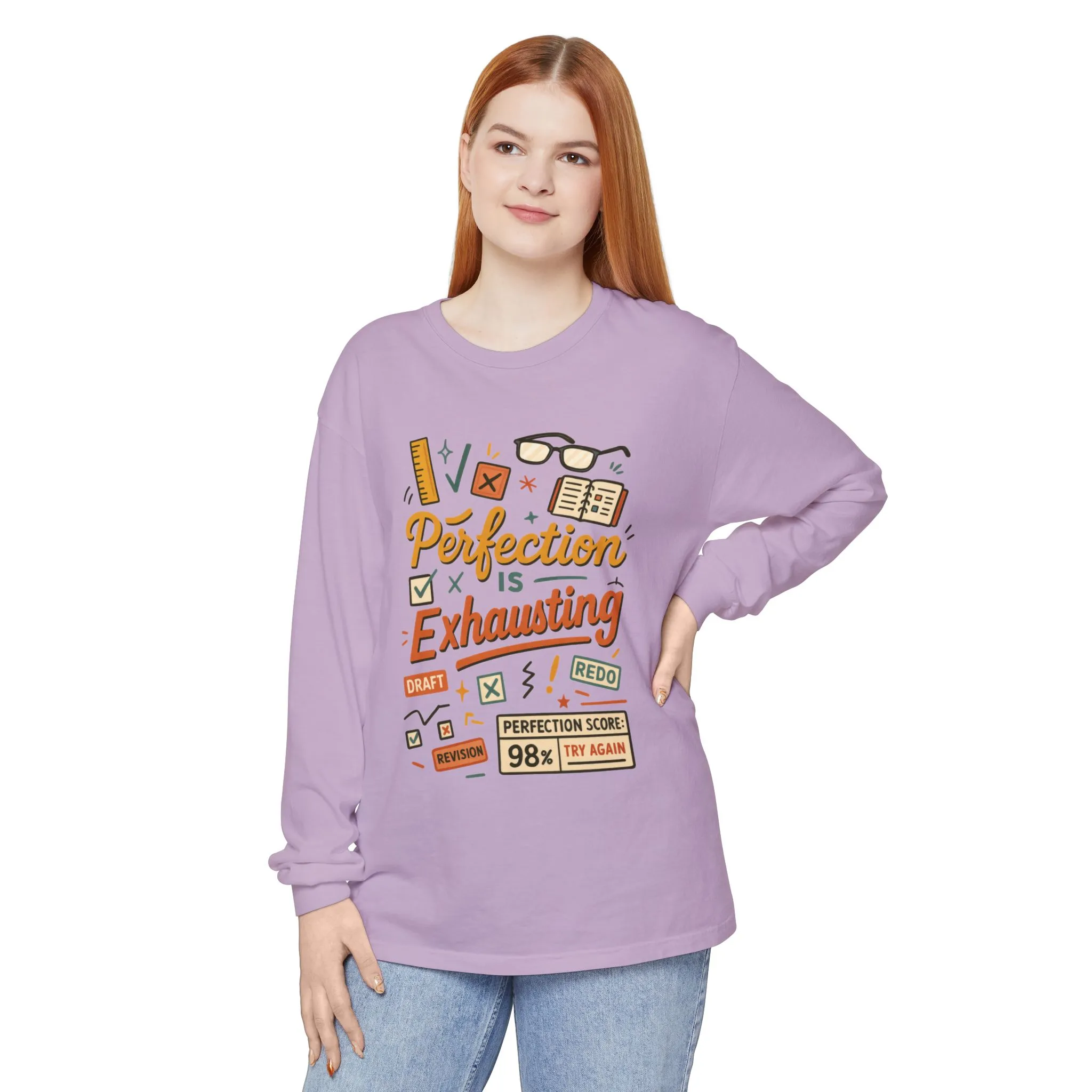 Stress Relief Long Sleeve Tee, Perfect for Perfectionists, Humorous Gift, Back-to-School, Gift for Graduates, Motivational Apparel - Image 23
