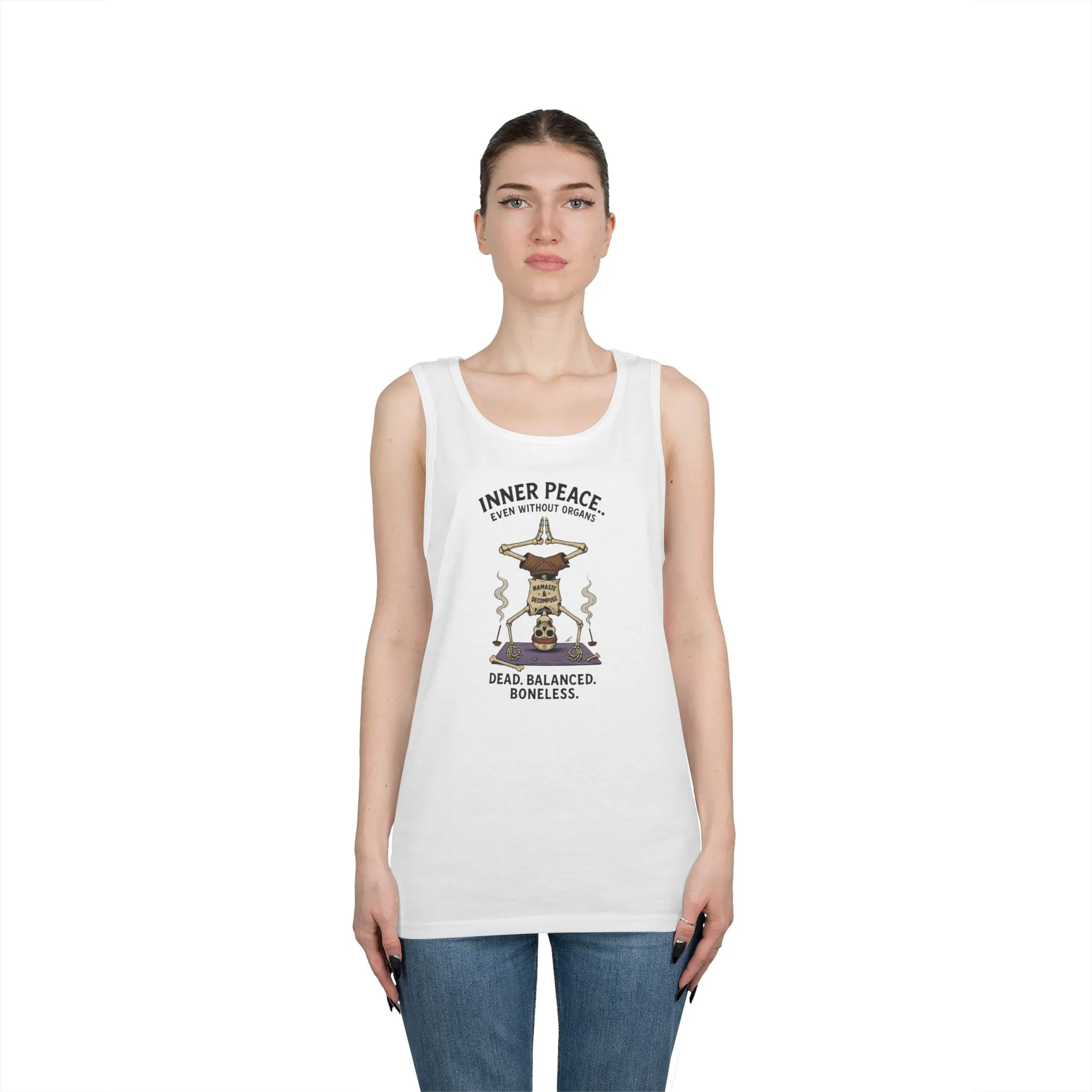 Inner Peace Skeleton Yoga Unisex Tank Top, Dark Humor Meditation Tee, Gift for Mindfulness Lovers, Yoga Shirt, Peaceful Vibes - Image 5