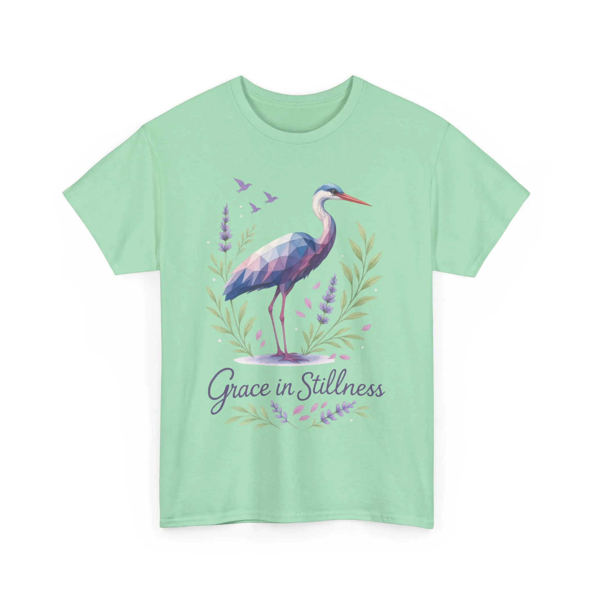 Polygonal Heron Graphic Shirt, Womens Artistic Bird Tee, Nature-Inspired Minimalist Design, Geometric Crane Tee, Bird Lovers Gift - Image 7