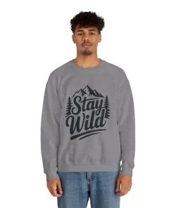 Stay Wild Unisex Crewneck Sweatshirt, Cozy Casual Wear for Adventurers, for Nature Lovers, Mountain Nature Unisex Crewneck Sweatshirt