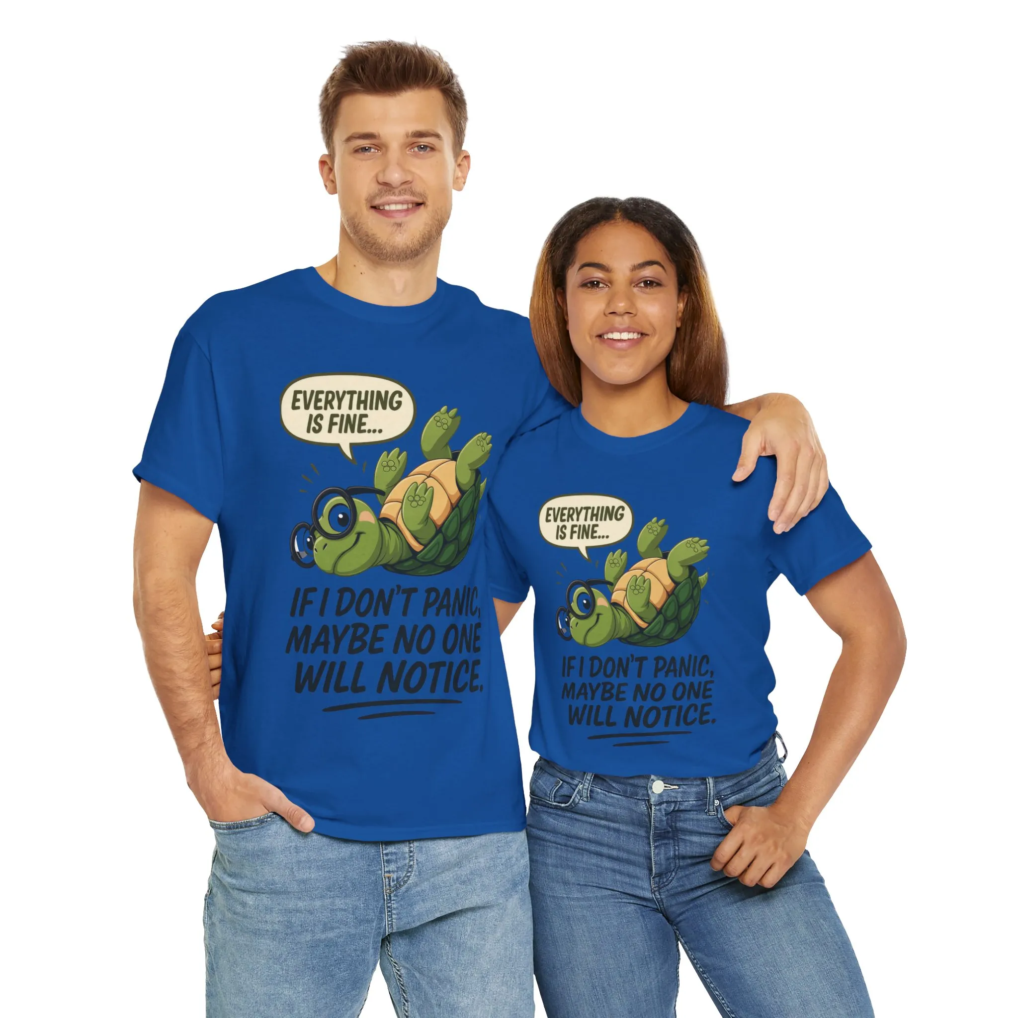 Everything is Fine Turtle Tee, Funny Unisex Cotton Tee, Cute Animal Shirt, Social Anxiety Joke, Great for Humor, Positive message t-shirt - Image 26