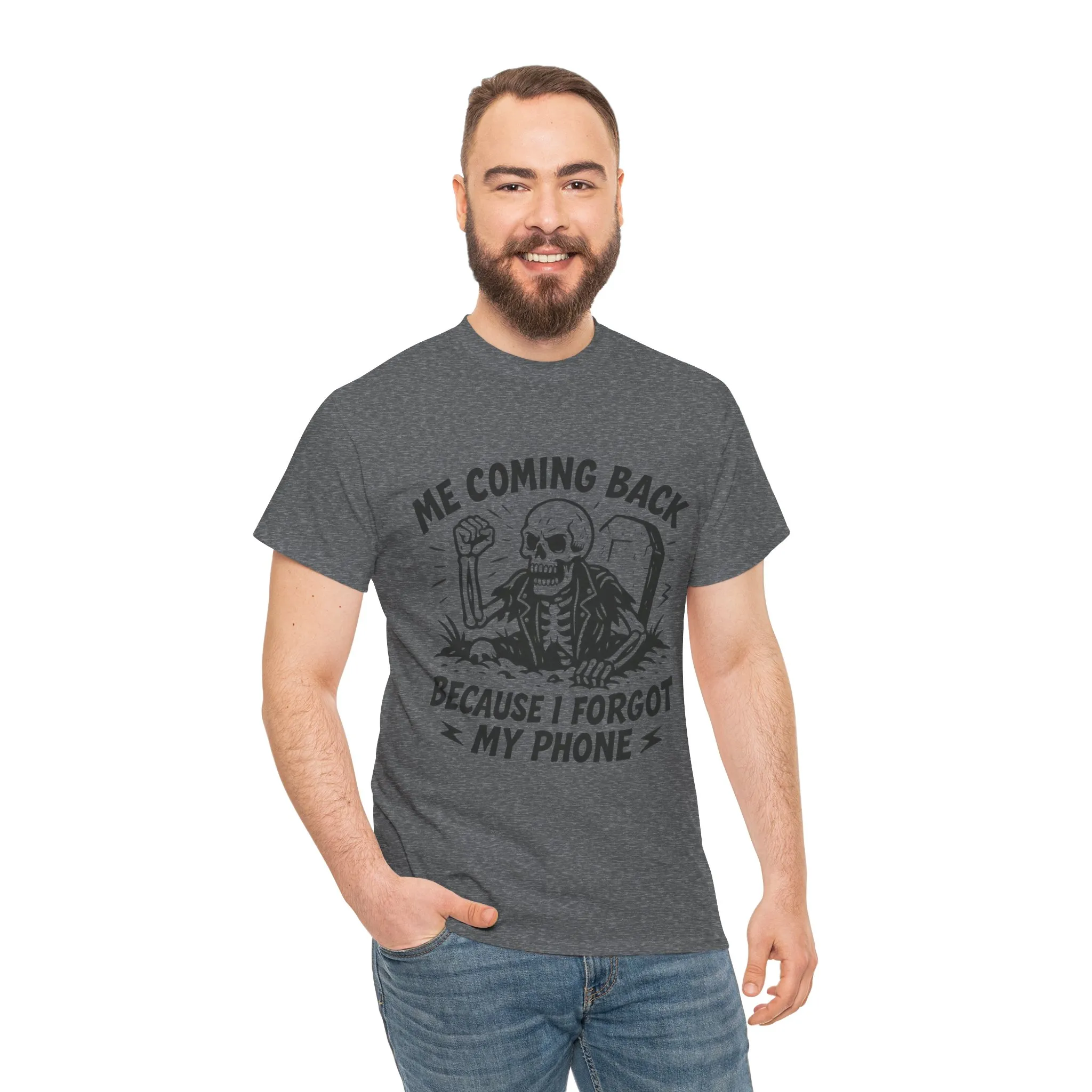 Forgot My Phone T-Shirt, Funny Skeleton Coming Back From Grave Tee, Dark Humor Shirt for Men, Humor Tee, funny skull shirt - Image 17
