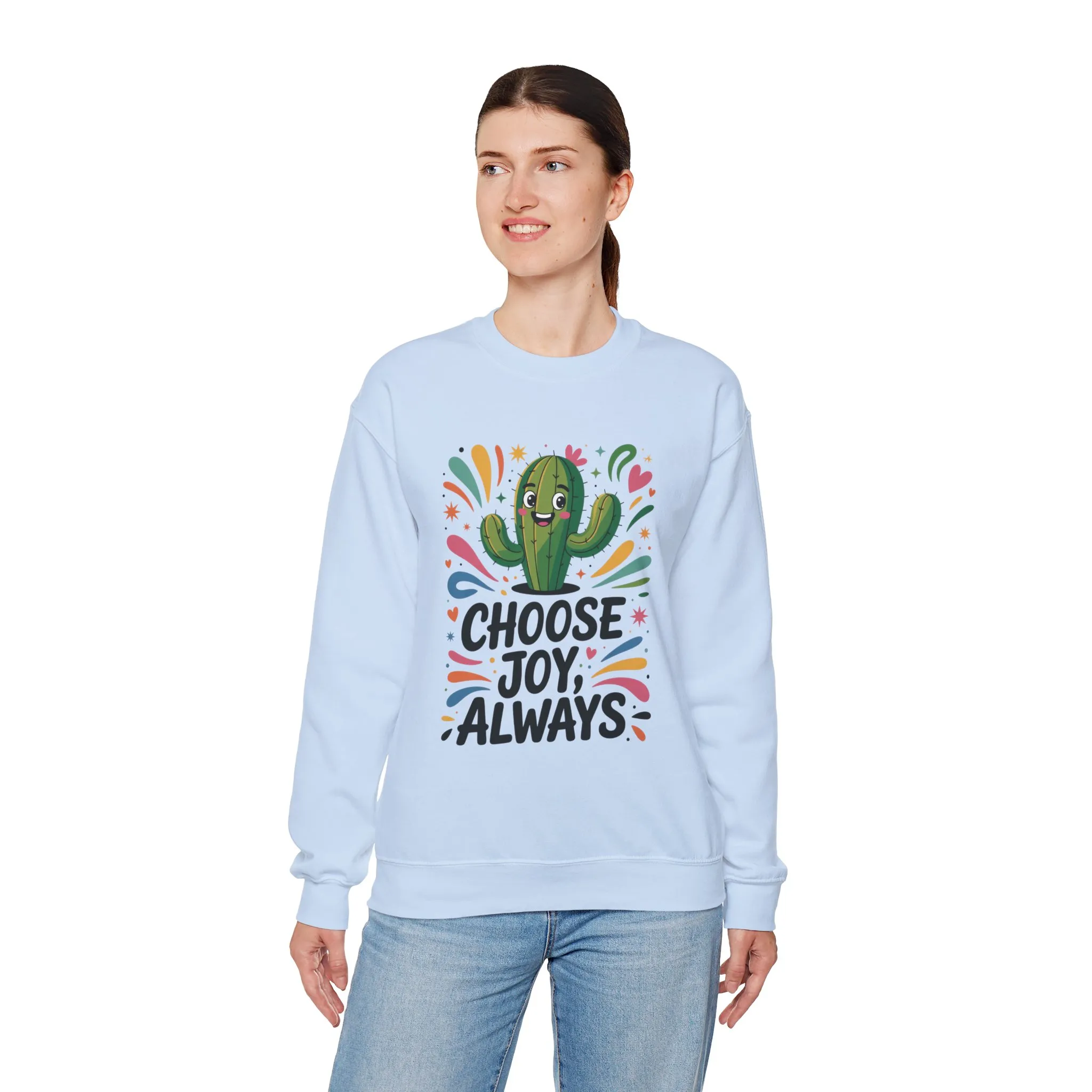 Joyful Cactus Sweatshirt: Choose Joy Always, Cozy Gift for Friends, Womens Casual Wear, Perfect for Celebrations and Everyday Comfort - Image 12