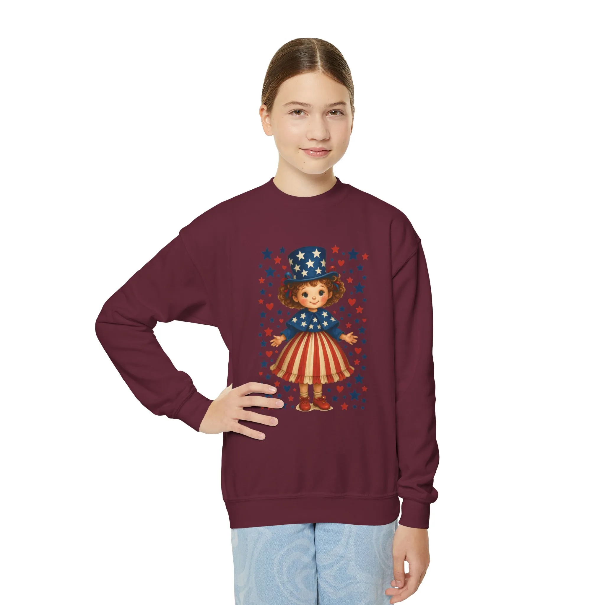 Youth Patriotic Crewneck Sweatshirt, Kids American Flag Sweatshirt, 4th of July, Independence Day Gift, Stars and Stripes - Image 14