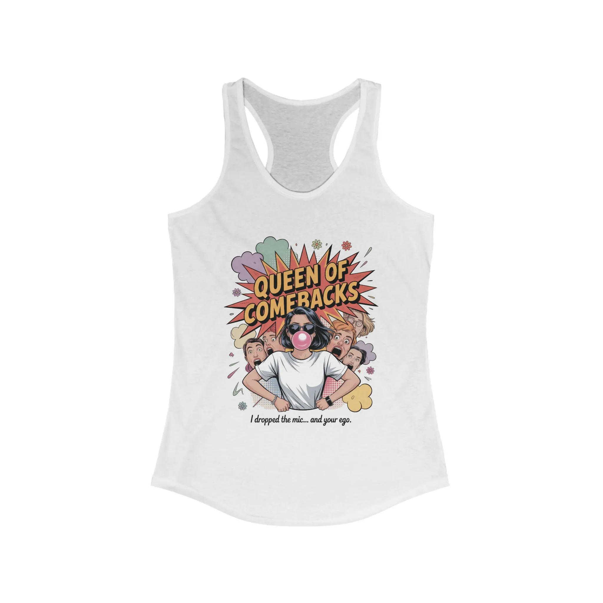 Queen of Comebacks Racerback Tank, Funny Graphic Tee, Gift for Women, Casual Summer Top, Trendy Workout Shirt - Image 3