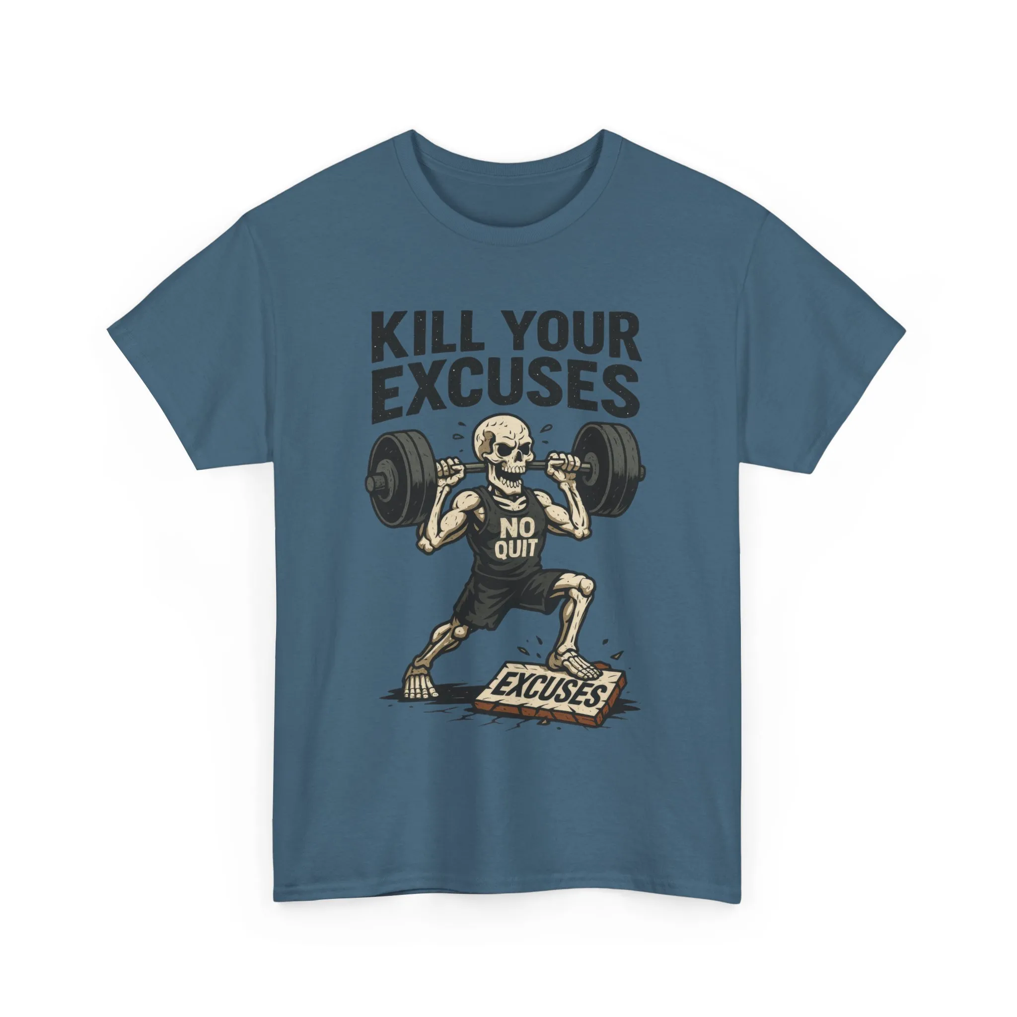 Kill Your Excuses Shirt, No Quit Skeleton Gym Tee for Men, Motivational Fitness T-Shirt, Workout Gift, Gym Apparel - Image 22