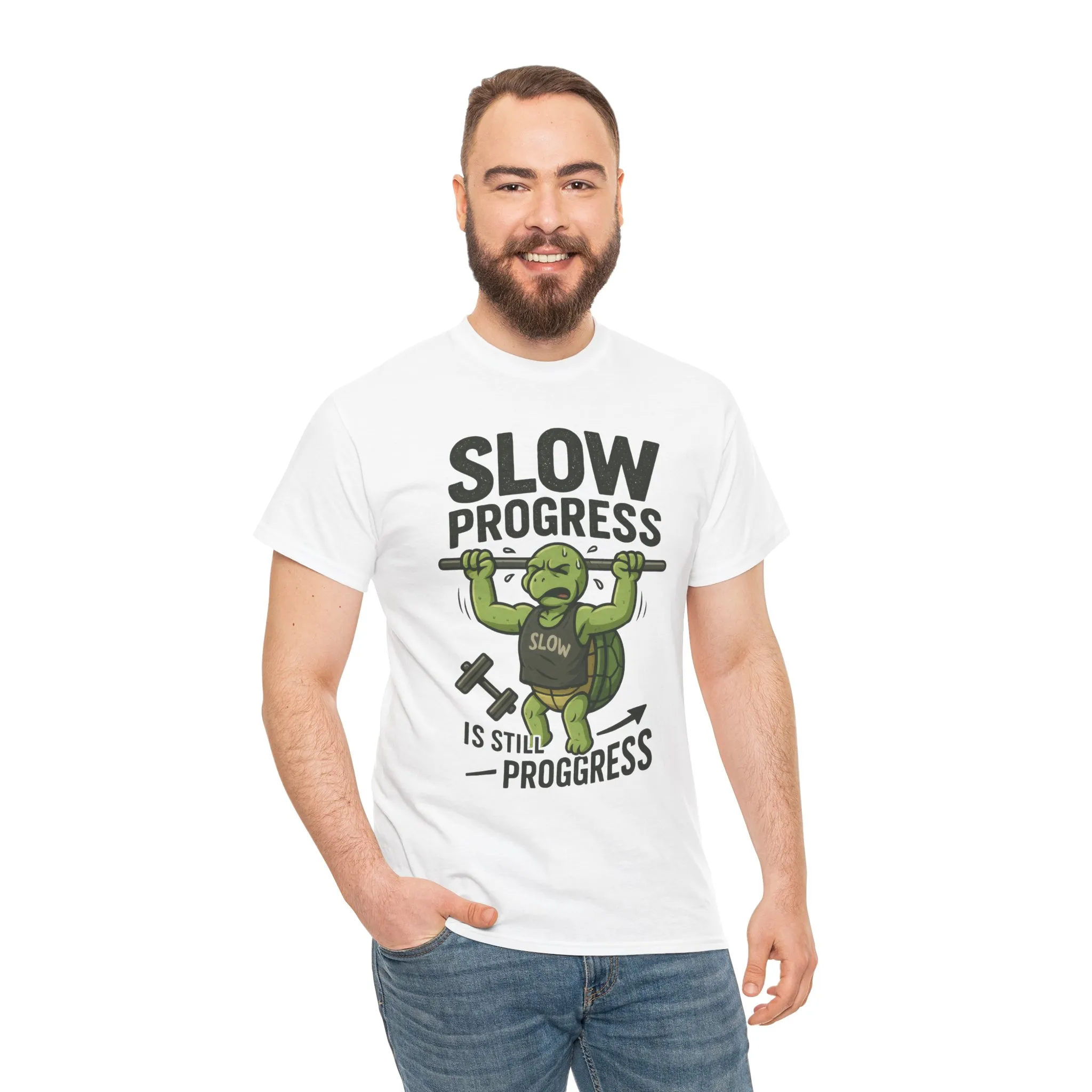 Slow Progress Gym Shirt, Funny Turtle Workout Tee for Men, Motivational Fitness Gift, Humor T-Shirt, Unisex Activewear, Workout Gift - Image 5