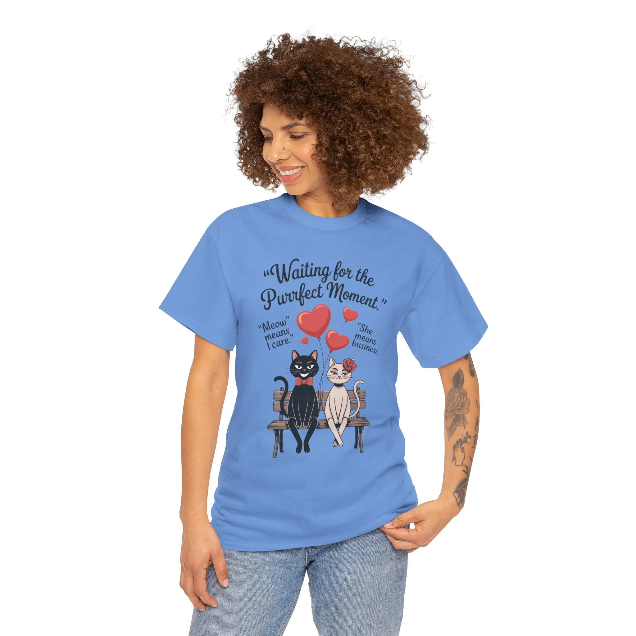 Cute Cat Lovers Tee, Unisex Heavy Cotton Tee for Pet Owners, Funny Cat Shirt, Gift for Cat Lovers, Casual T-Shirt, Animal Art Tee - Image 11