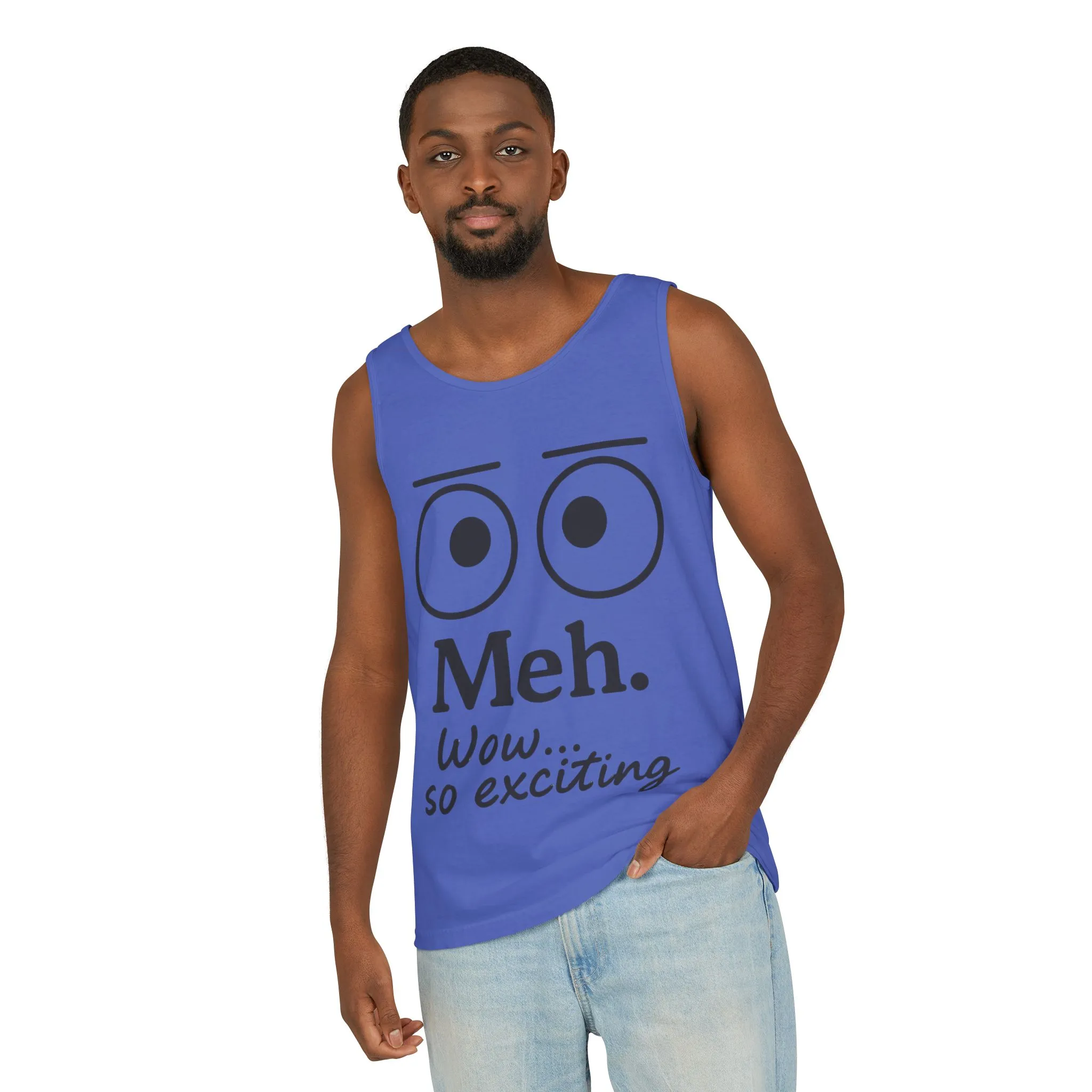 Mens Funny Graphic Tank Top, 'Meh. Wow... so exciting.' Casual Wear, Gifts for Him/Her, Summer Outfits, Party Wear - Image 11