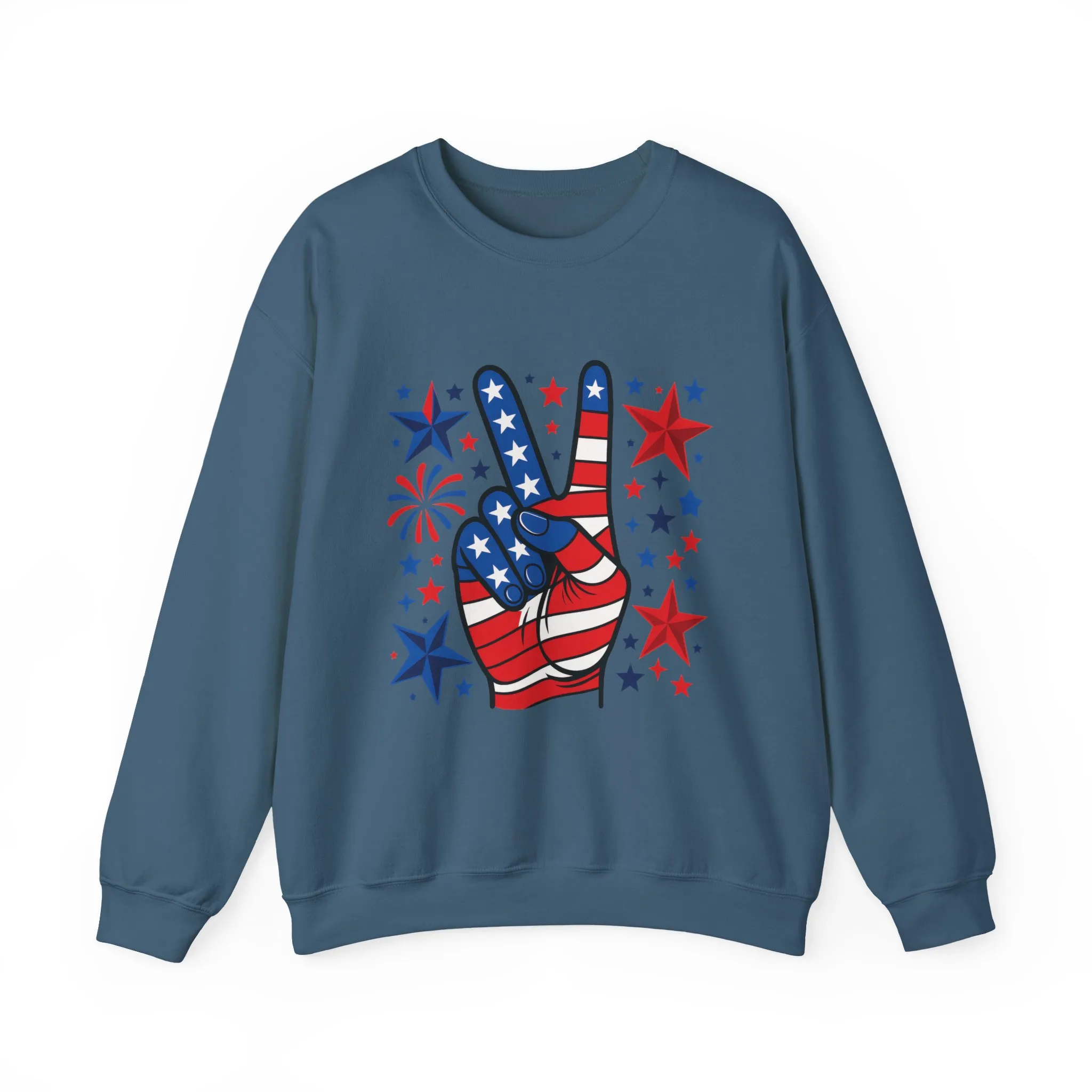 Patriotic Peace Crewneck Sweatshirt - Unisex Heavy Blend, 4th of July Clothing, Peace Sign Design, Casual Wear, Gift for Him/Her - Image 36