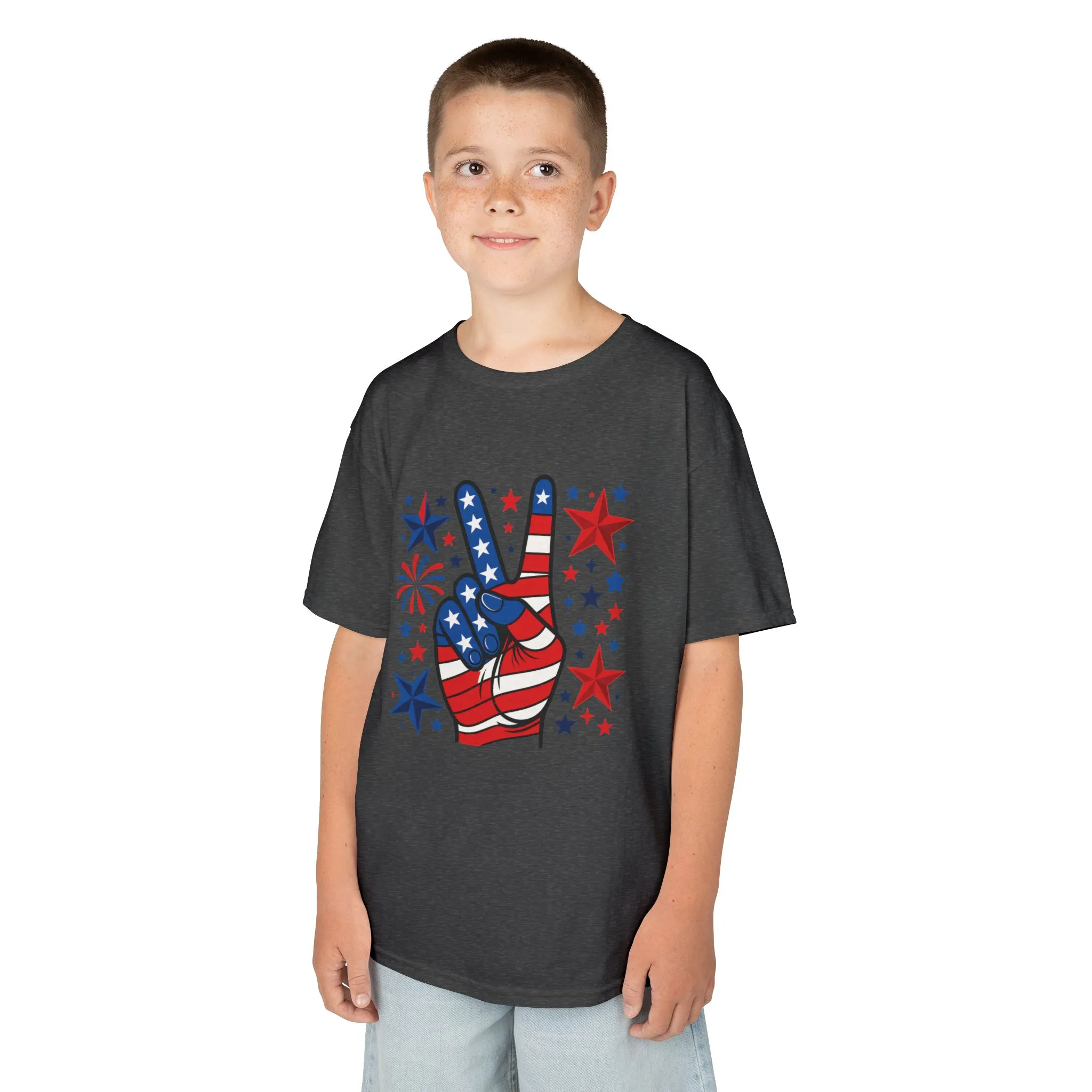 Kids Peace Sign Tee, Patriotic Children's T-Shirt, Americana Style Tee, July 4th Outfit, Independence Day Gift, Star-Spangled Shirt - Image 11