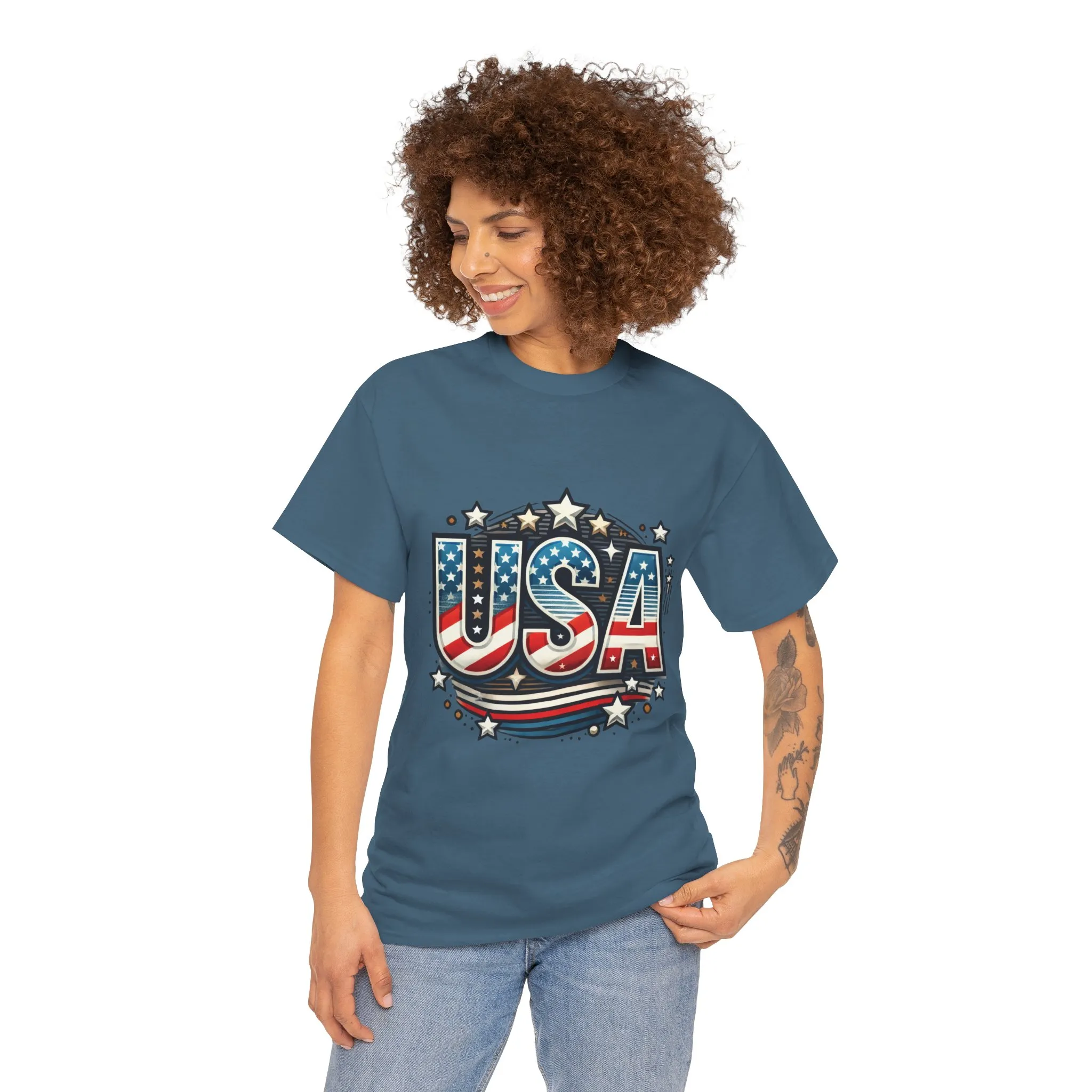Patriotic USA T-Shirt, Unisex Heavy Cotton Tee for Independence Day, Memorial Day, 4th of July, Casual Wear, Gifts - Image 20