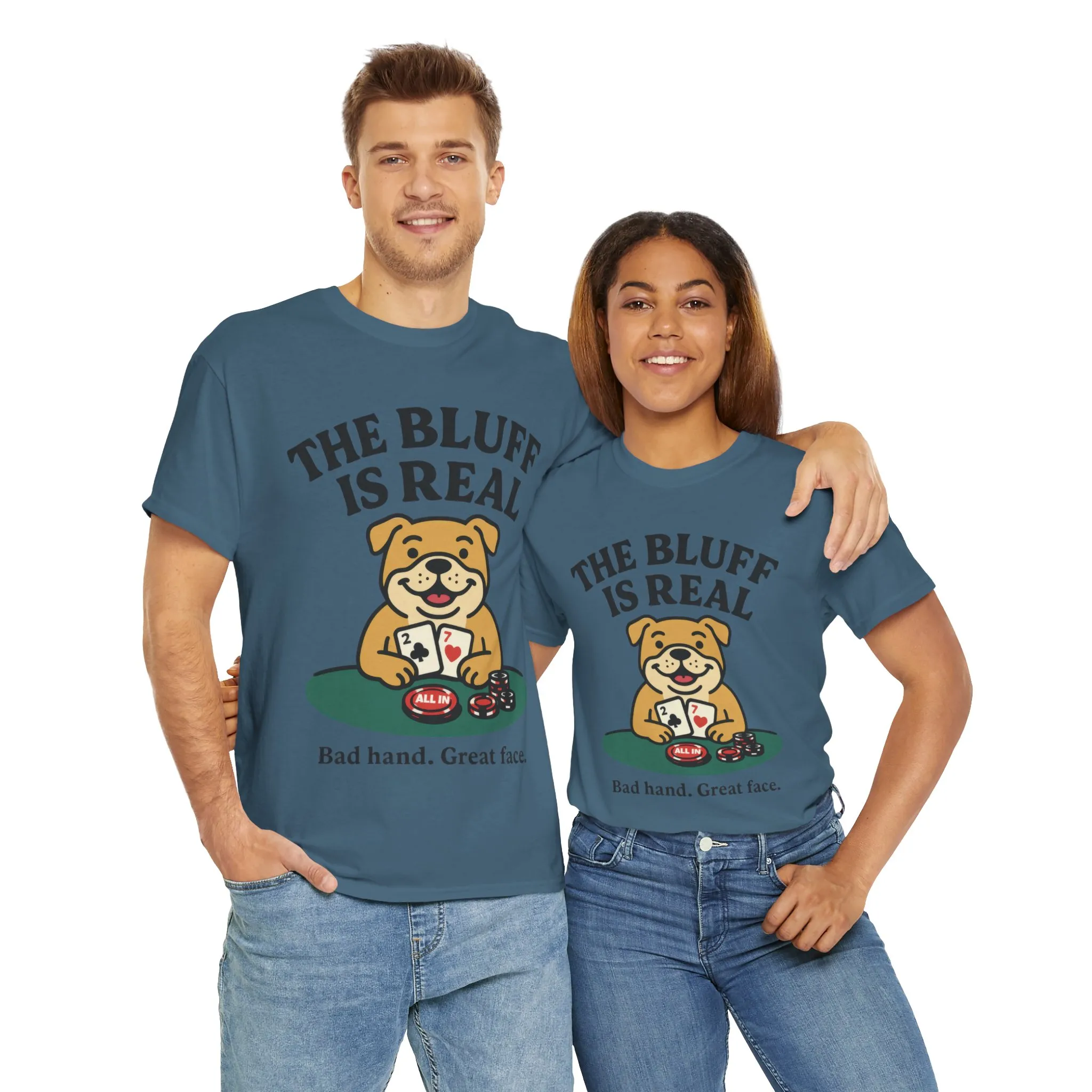 Funny Dog Poker Tee, The Bluff is Real, Animal Lover Gift, Unisex Casino Humor Gift, Poker Night Apparel, Cute Pet Humor T-Shirt