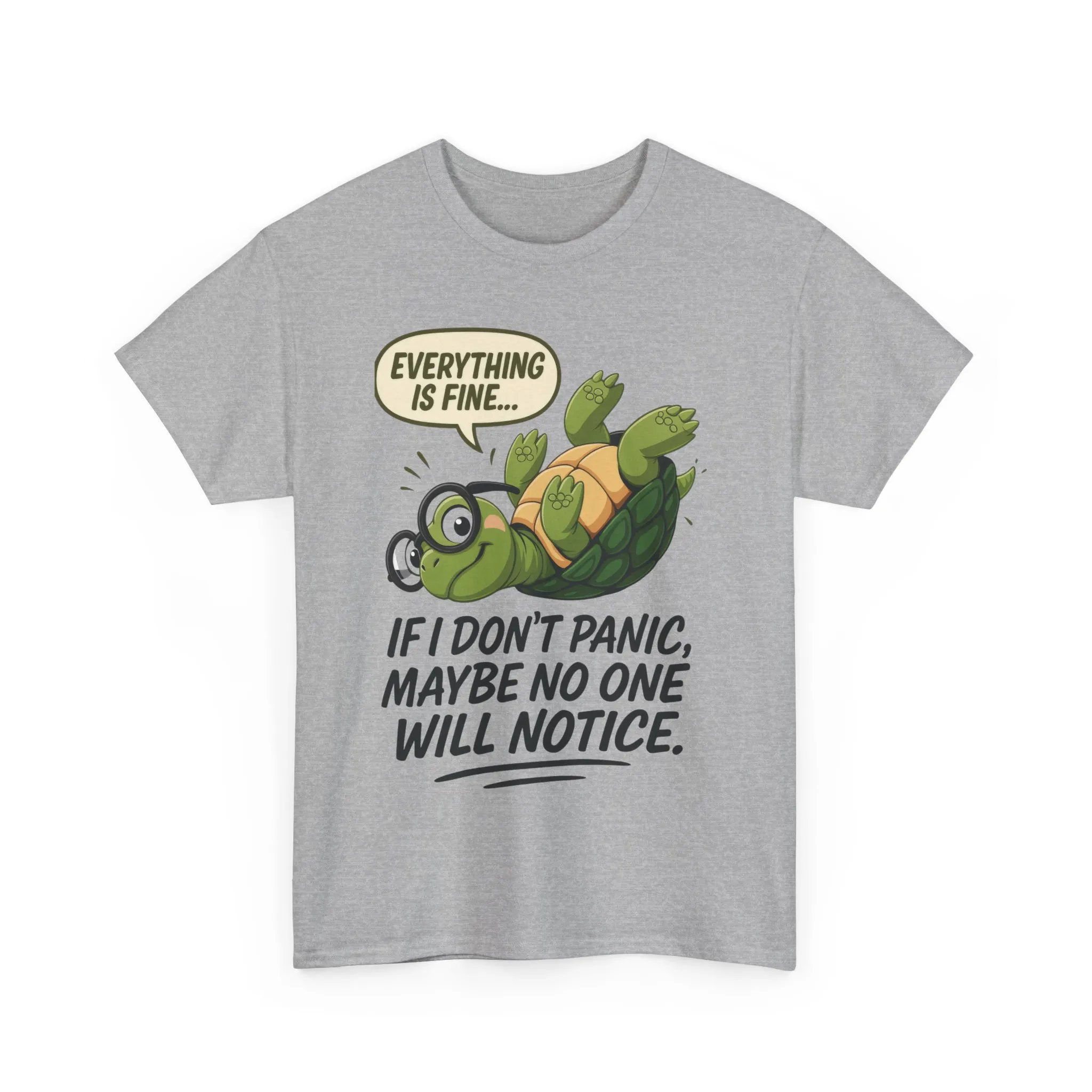 Everything is Fine Turtle Tee, Funny Unisex Cotton Tee, Cute Animal Shirt, Social Anxiety Joke, Great for Humor, Positive message t-shirt - Image 2