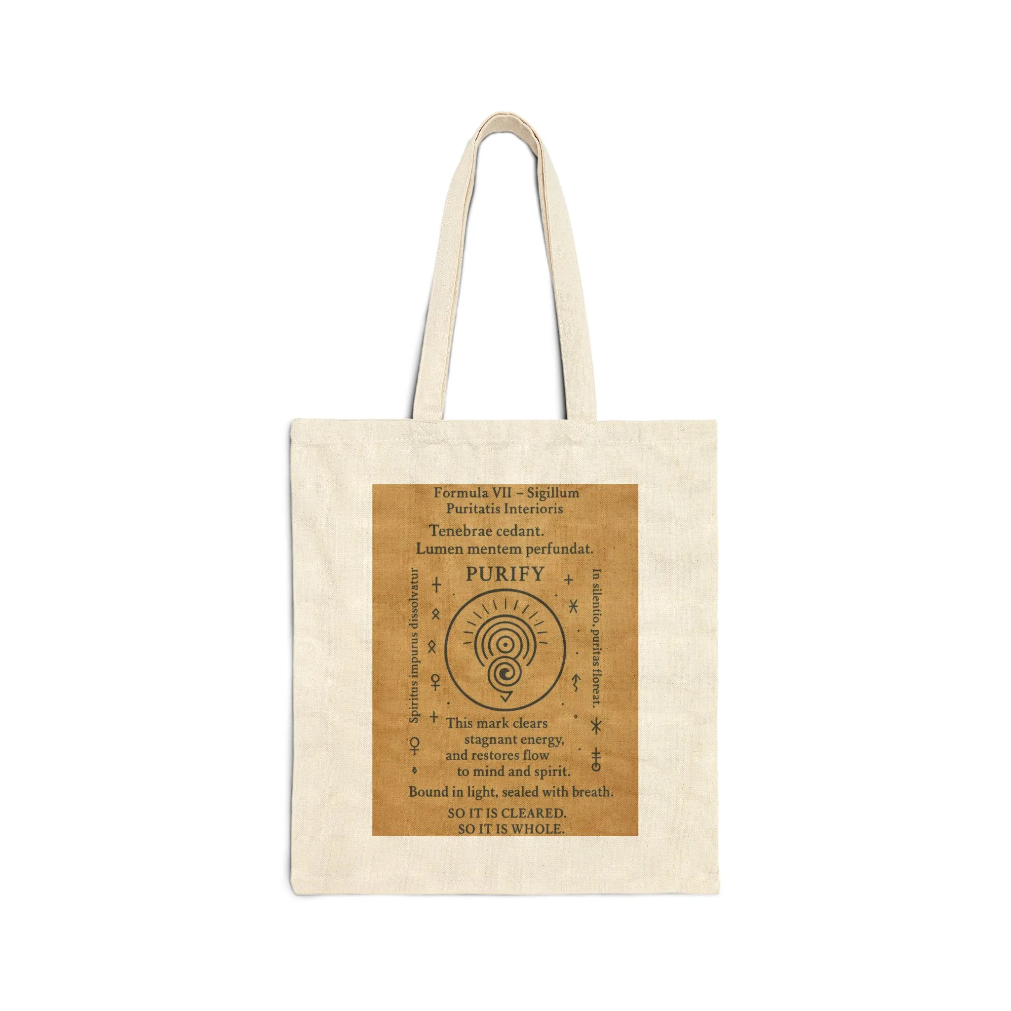 Sigil of Inner Purity Tote Bag, Energy Cleansing Symbol, Mystic Spiral Bag, Witchy Mind Spirit Alignment Charm, Spiritual Purification Tote