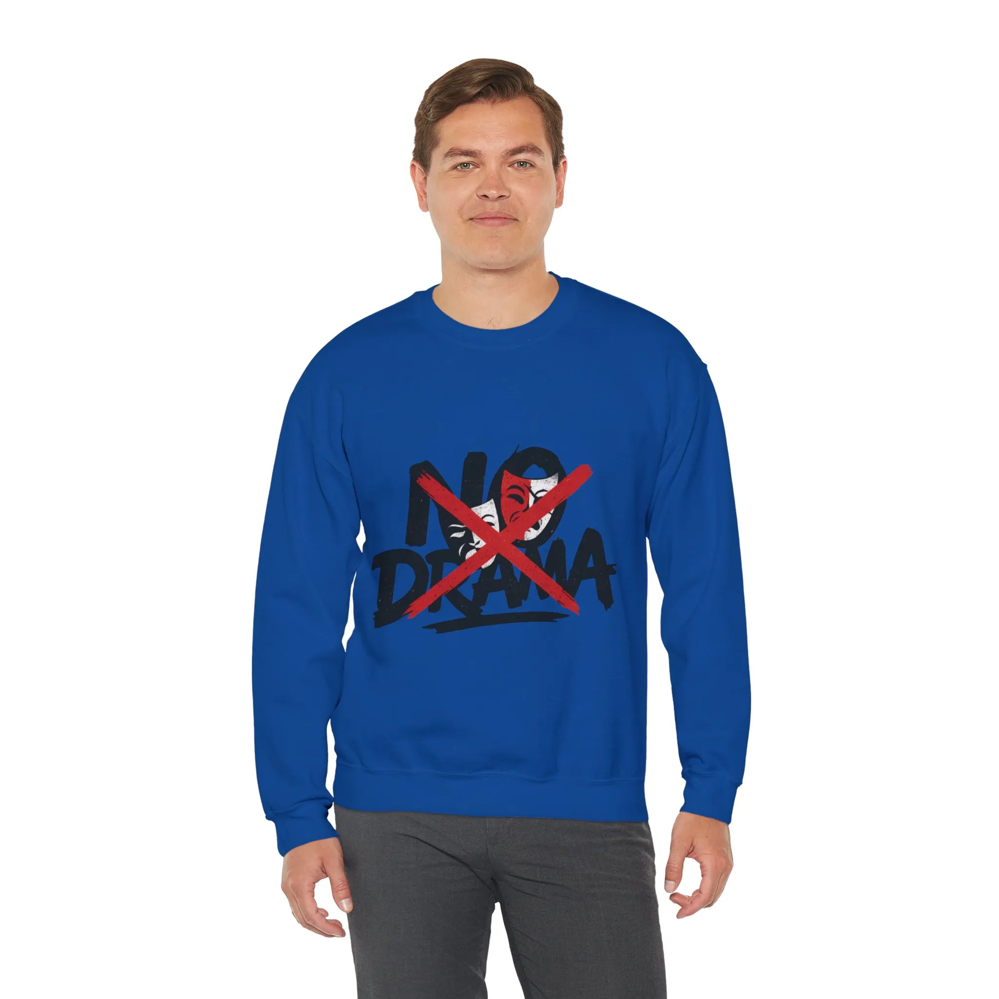 No Drama Mens Crewneck Sweatshirt, Casual Everyday Wear, Gift for Friends, Relaxed Vibes, Comfortable Fashion - Image 18