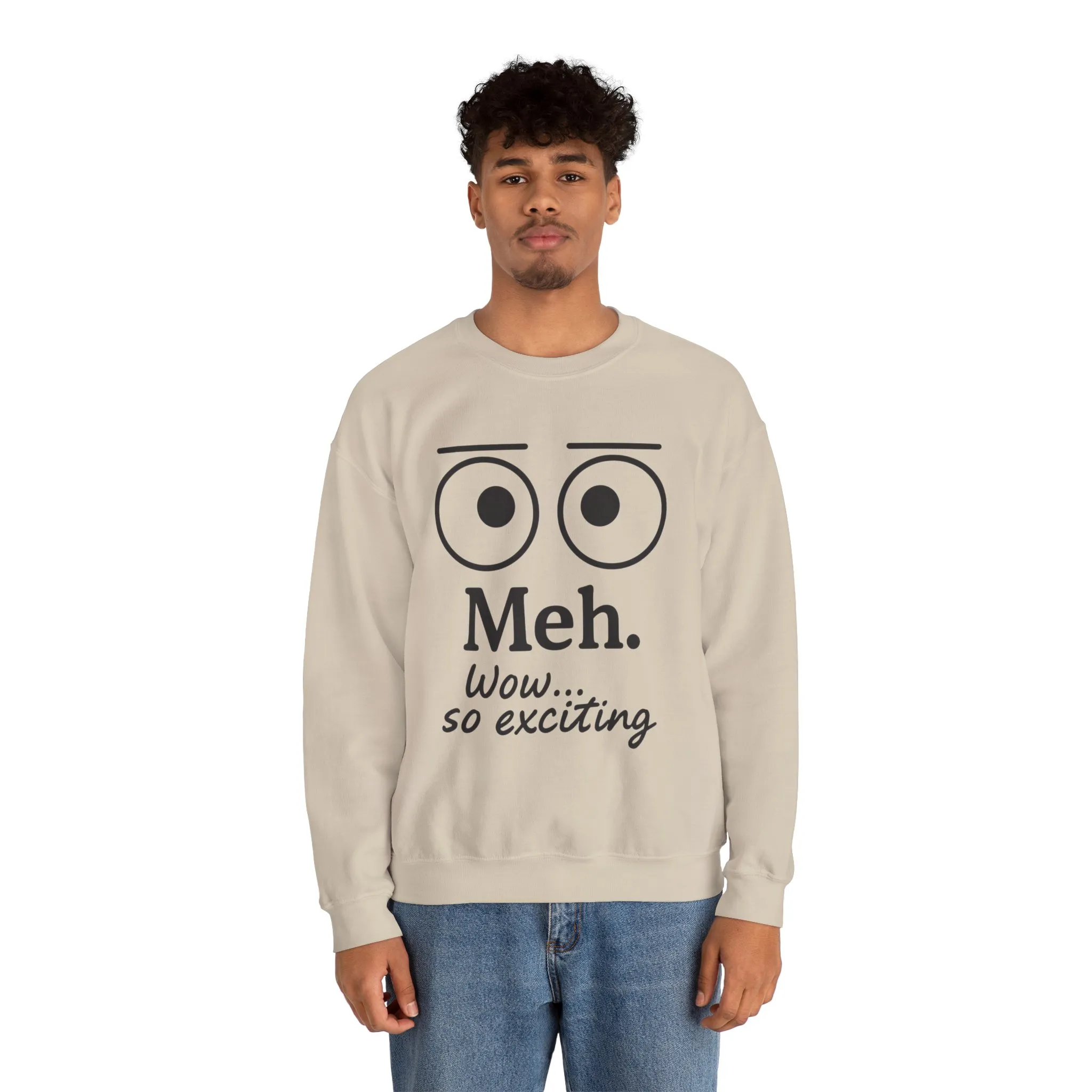 Mens Heavy Blend Crewneck with 'Meh' Design, Comfortable Apparel for Everyday Wear, Perfect for Relaxing - Image 5