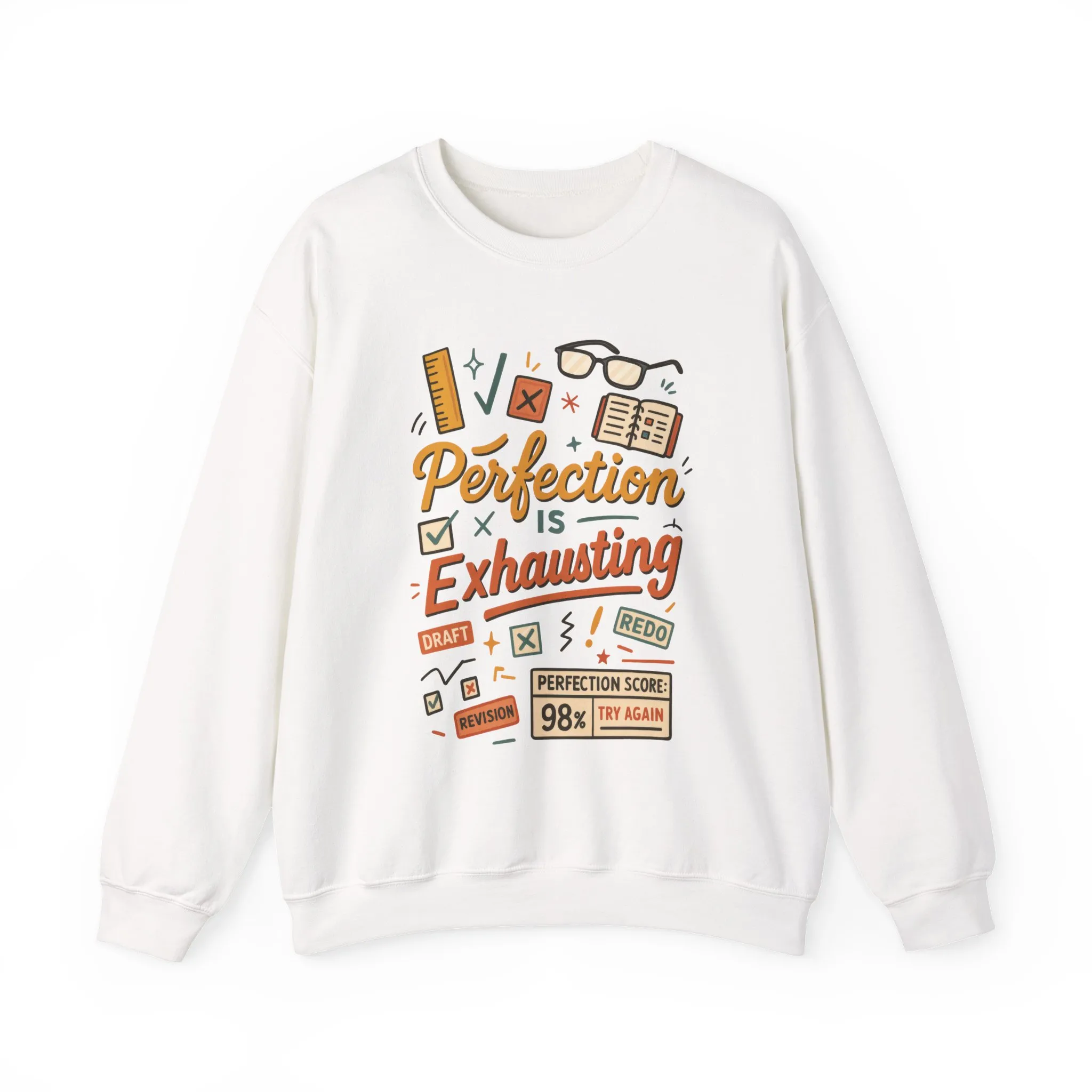 Exhausting Perfection Crewneck Sweatshirt, Funny Gift for Students, Cozy Unisex Sweater, Gift for Graduates, Motivational Apparel - Image 5