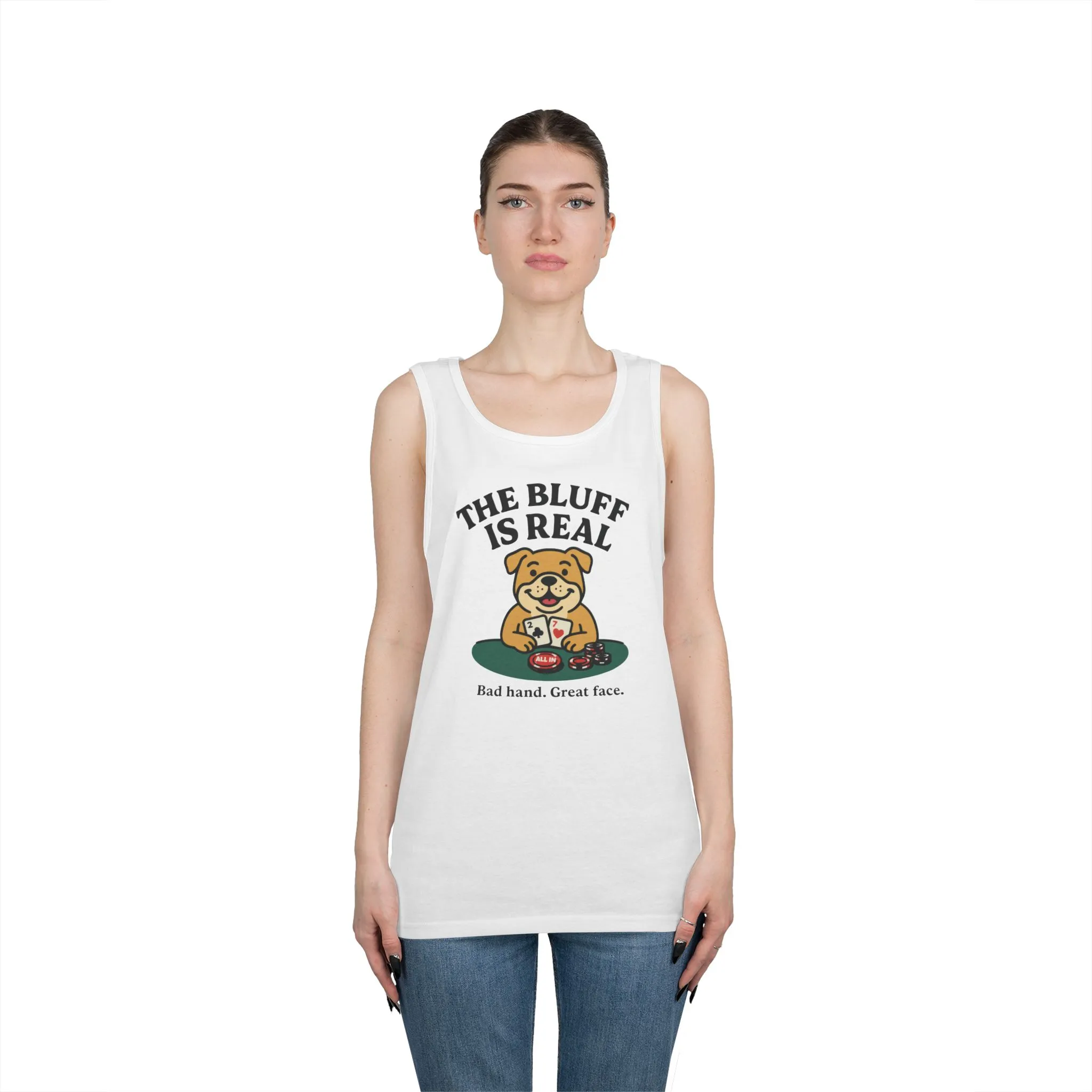 Funny Dog Poker Tank Top, The Bluff is Real Tee, Animal Lover Gift, Unisex Casino Humor Gift, Poker Night Apparel, Cute Pet Humor T-Shirt - Image 5