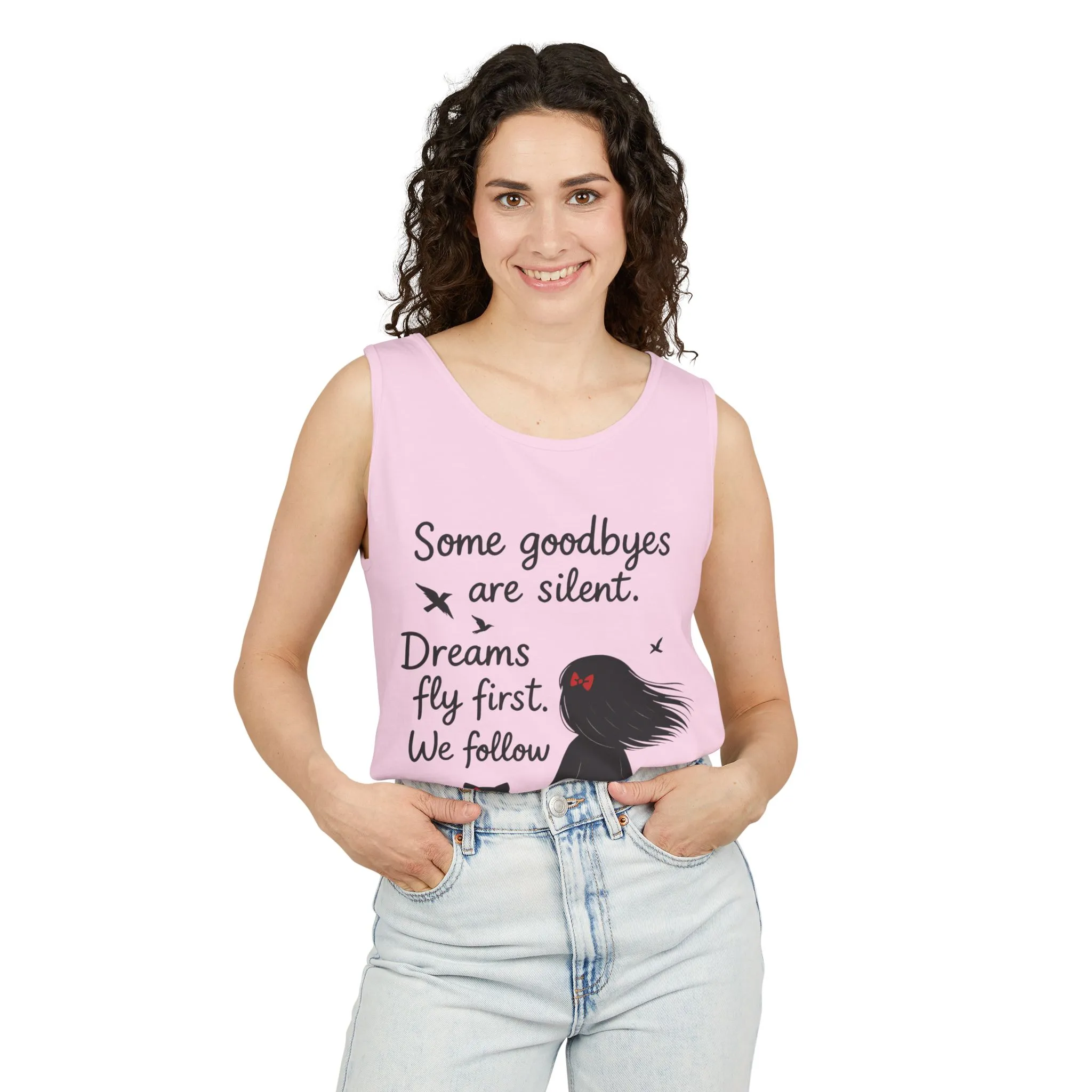Minimalist Tank Top, Womens Tank, Girl & Cat Art Print, Emotional Lightweight Summer Shirt, Inspirational Apparel, Cat Lover Gift - Image 26