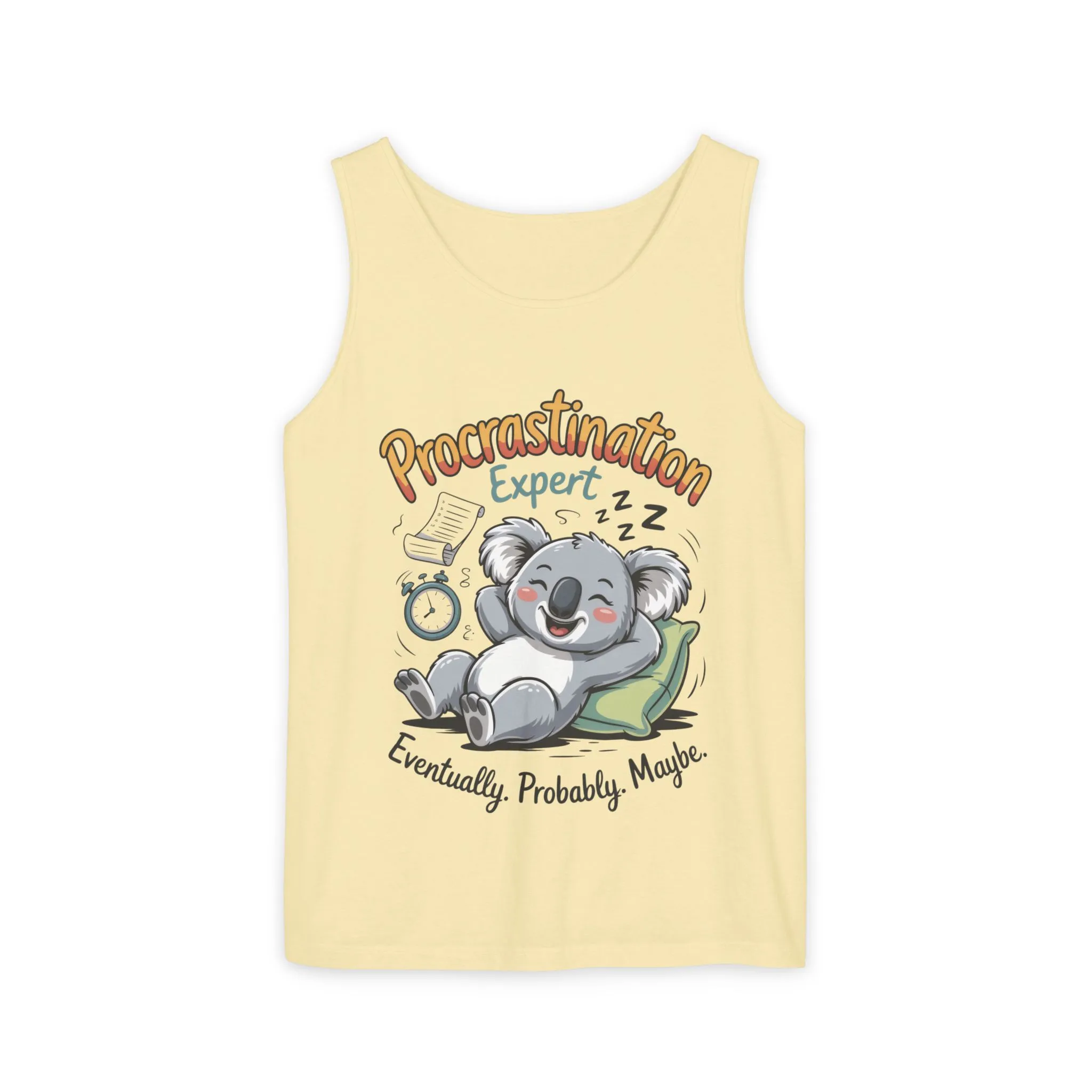 Procrastination Expert Tank Top, Funny Gift for Lazy Days, Relaxed Fit Tee, Casual Summer Wear, Koala Graphic Top, Motivational Apparel - Image 19