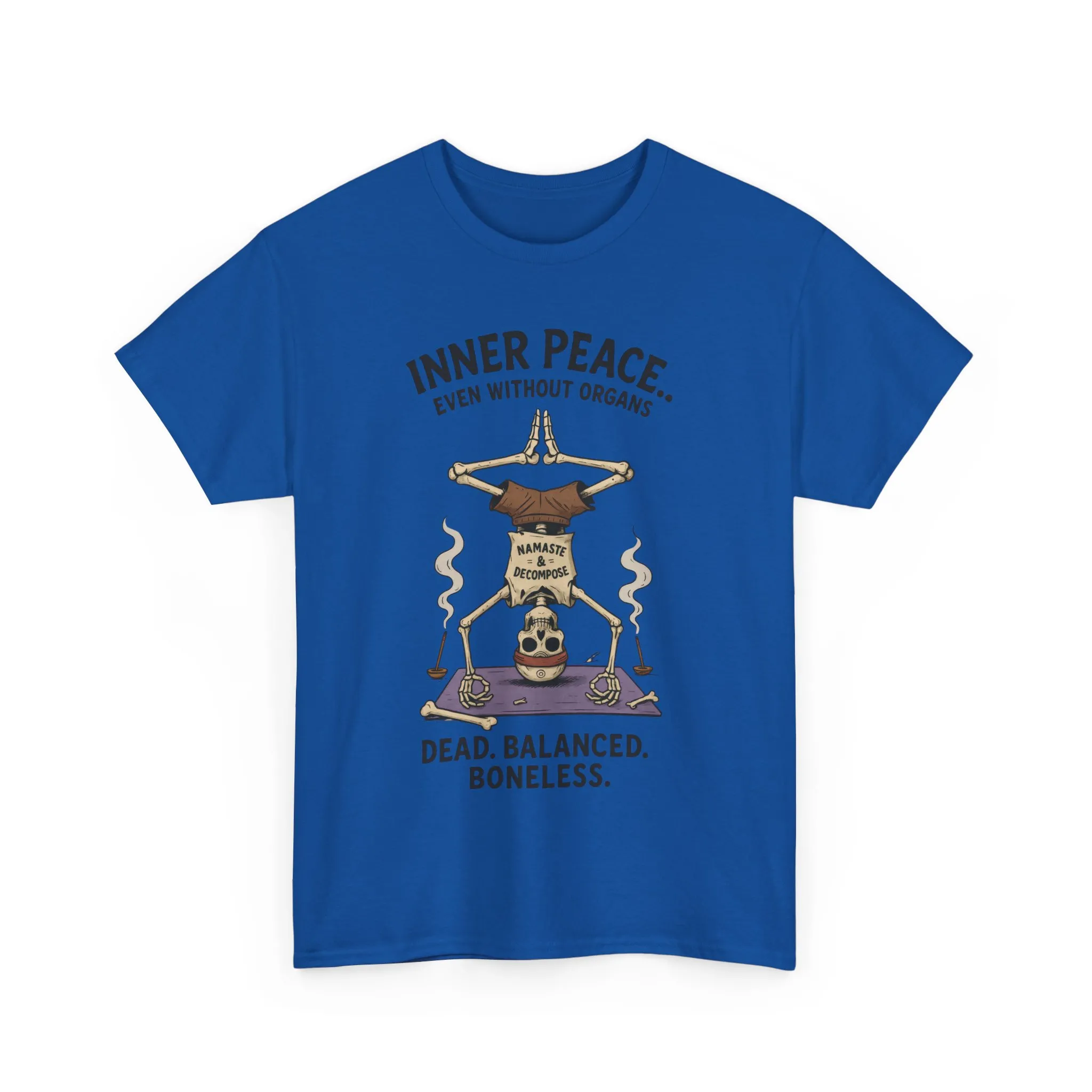 Inner Peace Skeleton Yoga Unisex Tee, Dark Humor Meditation Shirt, Gift for Mindfulness Lovers, Yoga Shirt, Peaceful Vibes - Image 2