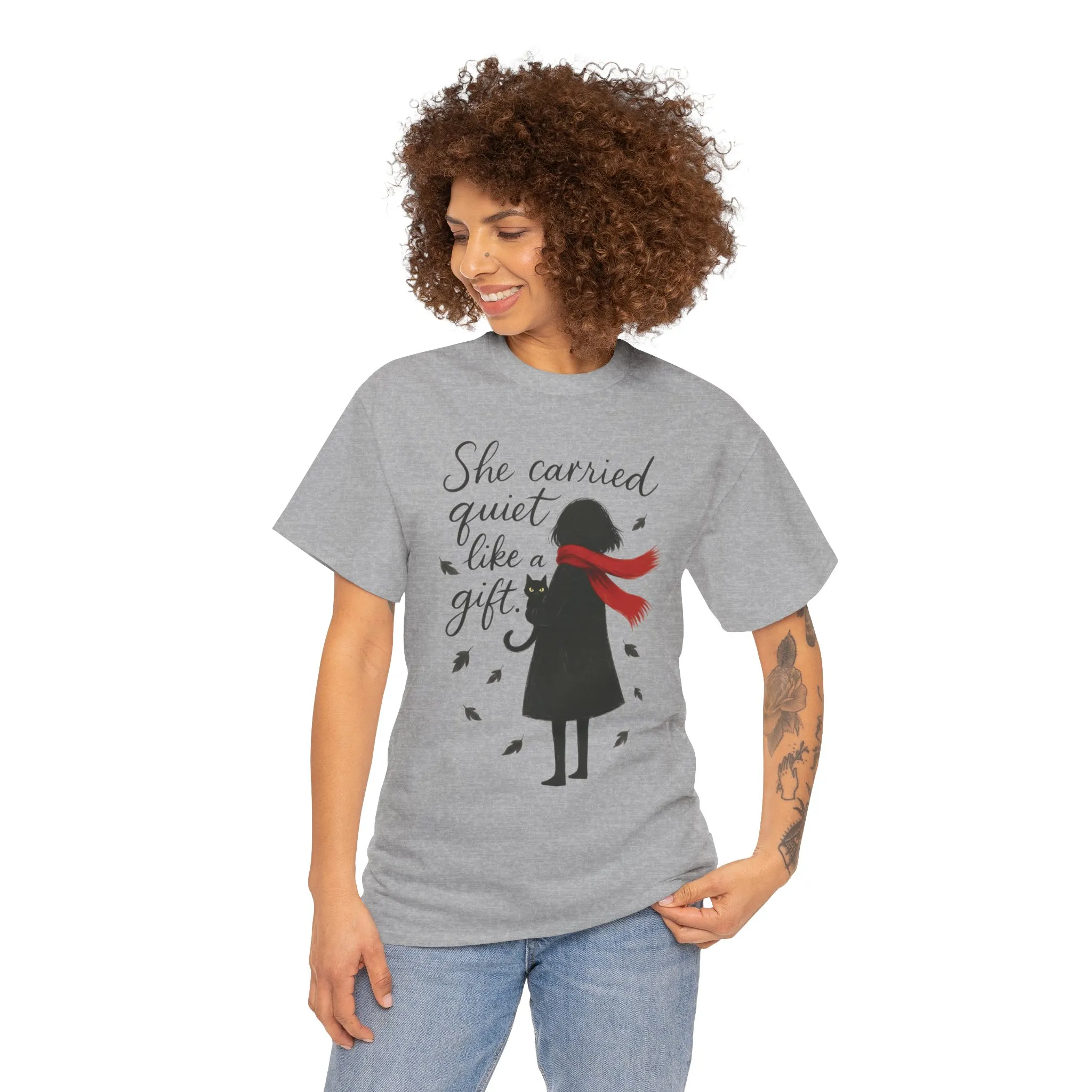 Cat Lover Womens T-Shirt, Whimsical Hand-Drawn Illustration Tee, Artistic Minimalist Gift for and Introverts, Cute Animal Apparel - Image 8