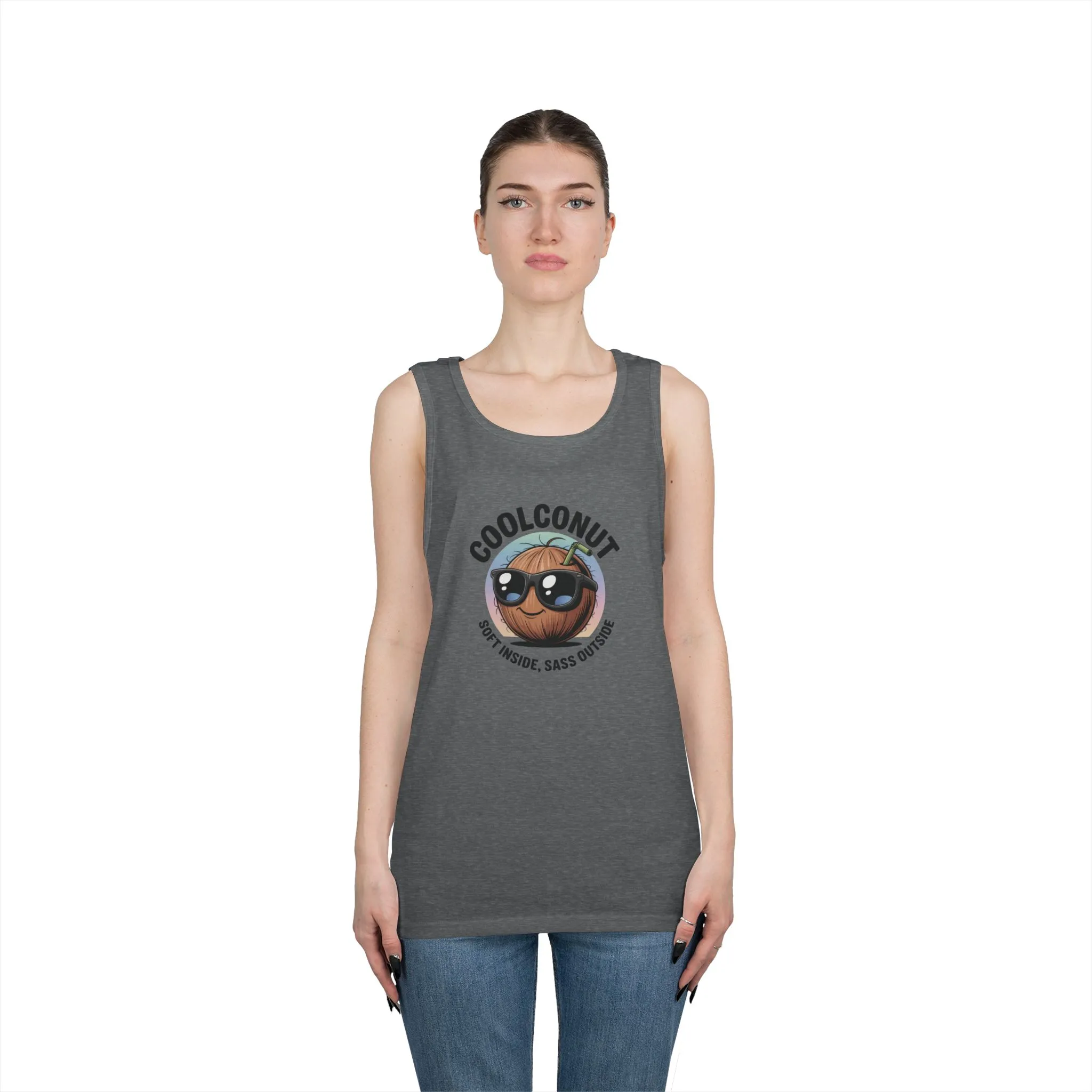 Coolconut Unisex Heavy Cotton Tank Top - Fun Summer Tee, Cute Beach Outfit, Vacation Wear, Gift for Him or Her, Trendy Summer Apparel - Image 11