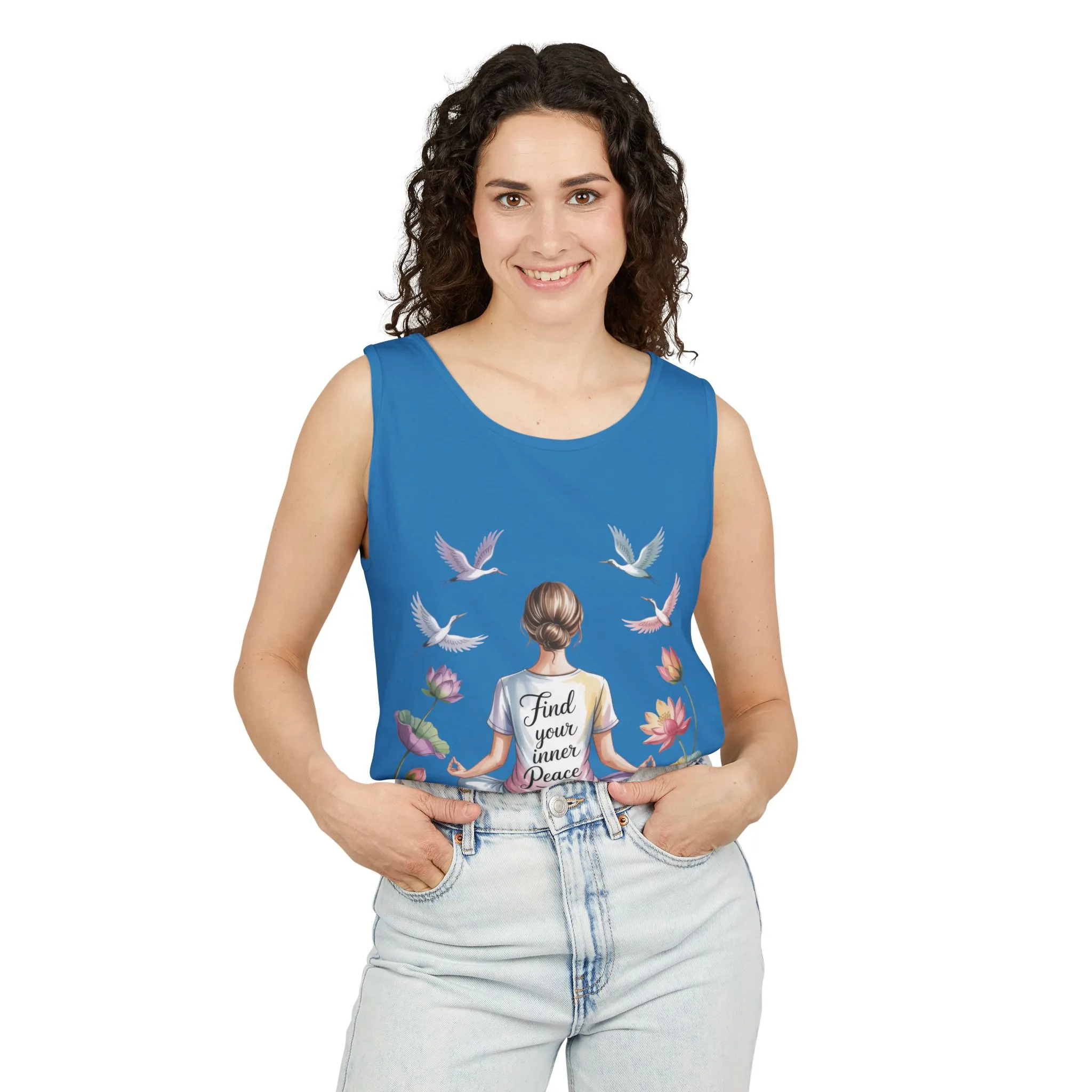 Meditation Floral Womens Tank Top, Find Your Inner Peace, Yoga Apparel, Gift for Mindfulness, Summer Relaxed Wear - Image 42