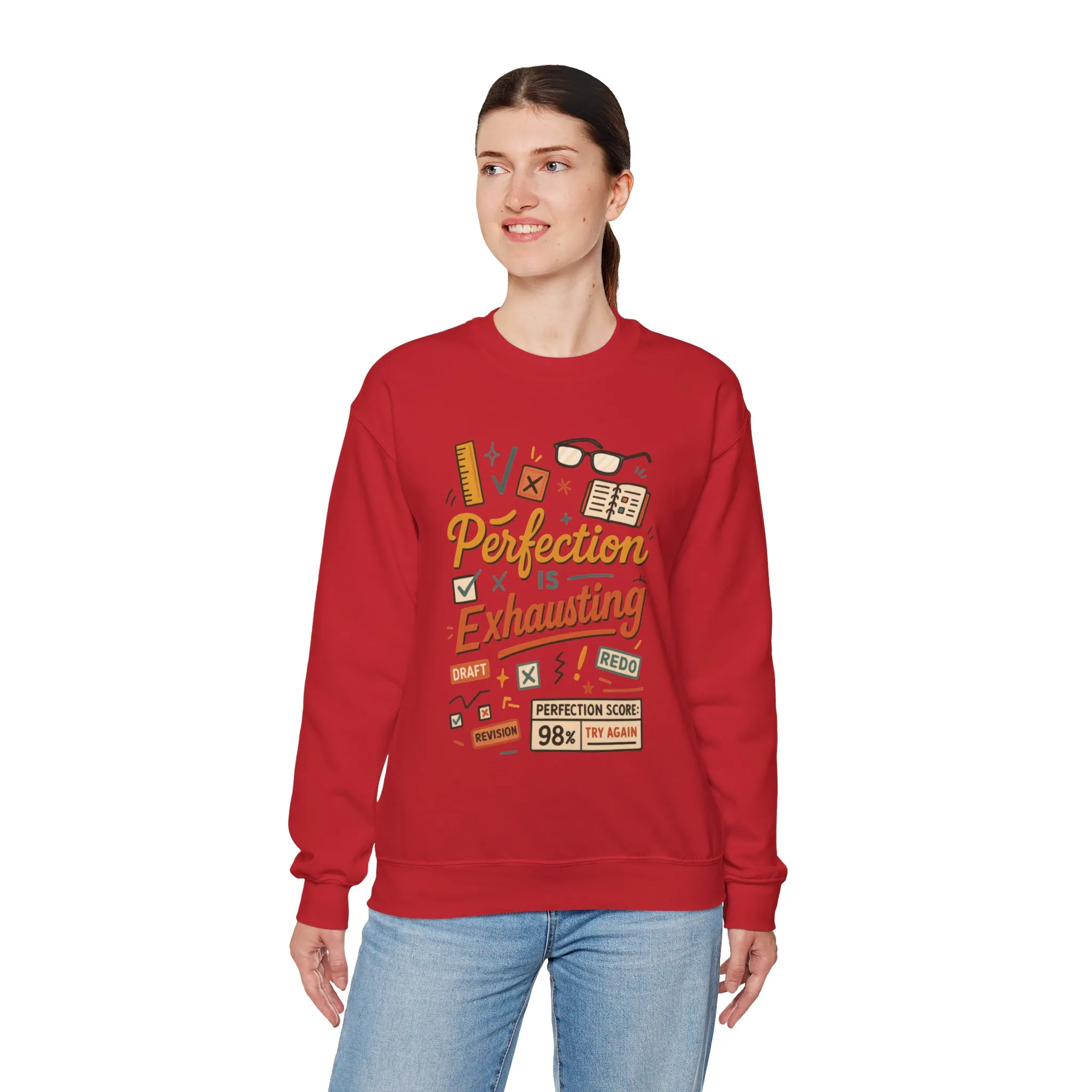Exhausting Perfection Crewneck Sweatshirt, Funny Gift for Students, Cozy Unisex Sweater, Gift for Graduates, Motivational Apparel - Image 40