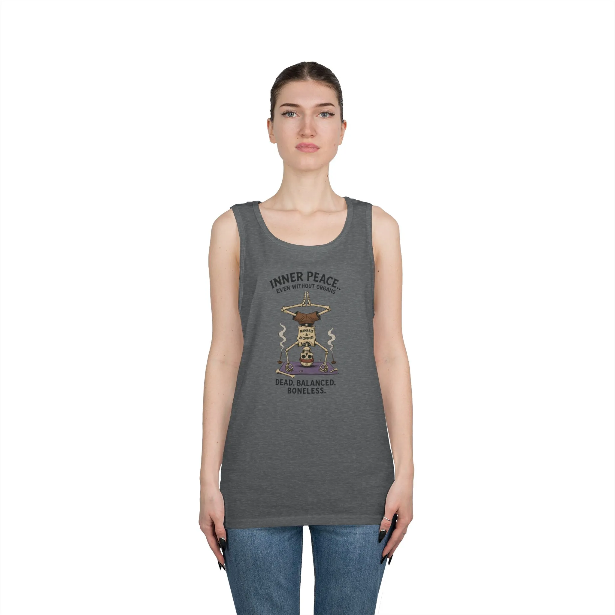 Inner Peace Skeleton Yoga Unisex Tank Top, Dark Humor Meditation Tee, Gift for Mindfulness Lovers, Yoga Shirt, Peaceful Vibes - Image 16
