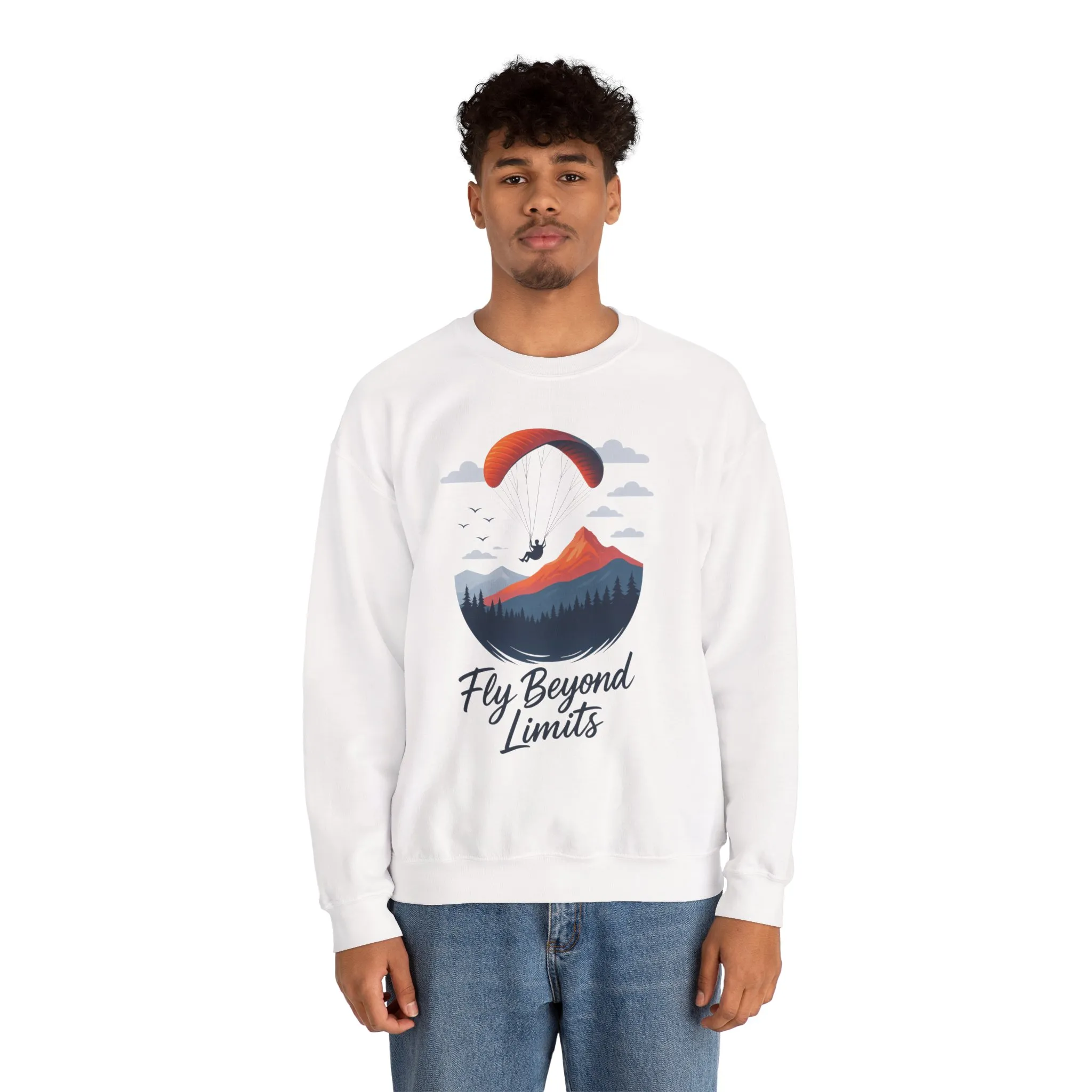 Adventure Inspiration Crewneck Sweatshirt - Fly Beyond Limits, Cozy Outdoor Outfit, Gift for Adventurers, Travel, Motivation Apparel - Image 8
