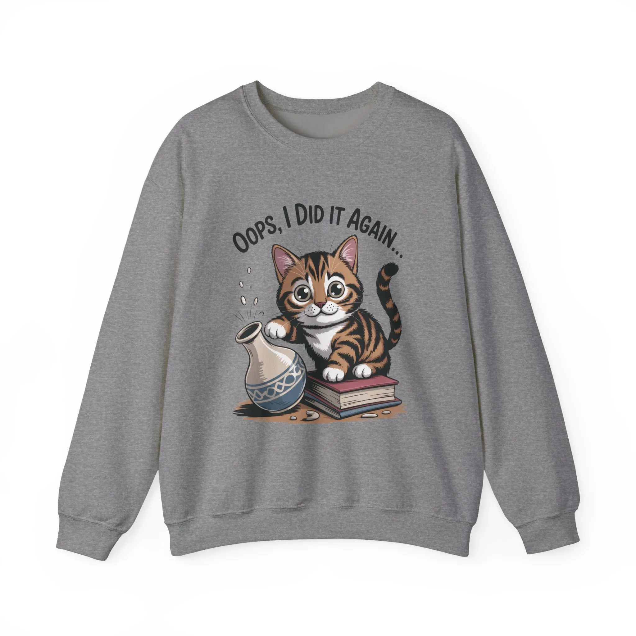 Cute Cat Oops! I Did It Again Sweatshirt, Funny Pet Lover Gift, Cozy Crewneck for Cat Moms, Purrfect for Birthdays, Casual Wear - Image 7