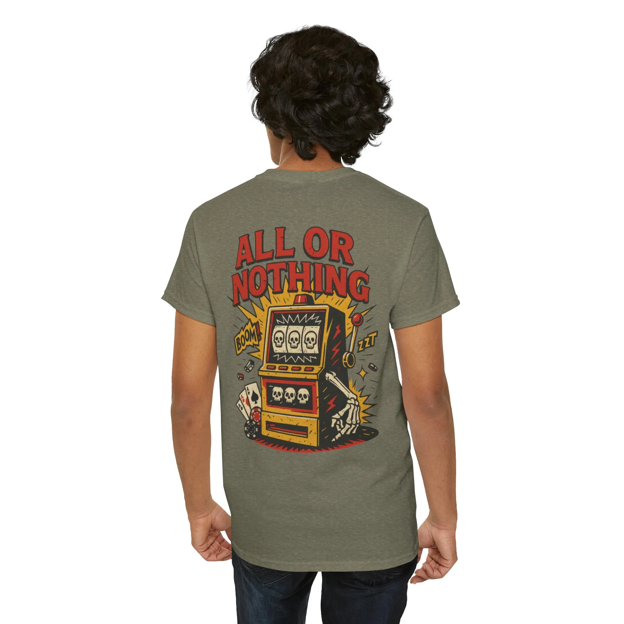 Mens Front Back print tee, Gambling Shirt, Casino Style Tee, Poker Lover Gift, Gaming Apparel, Slot Machine Graphic, Gambling Gift
