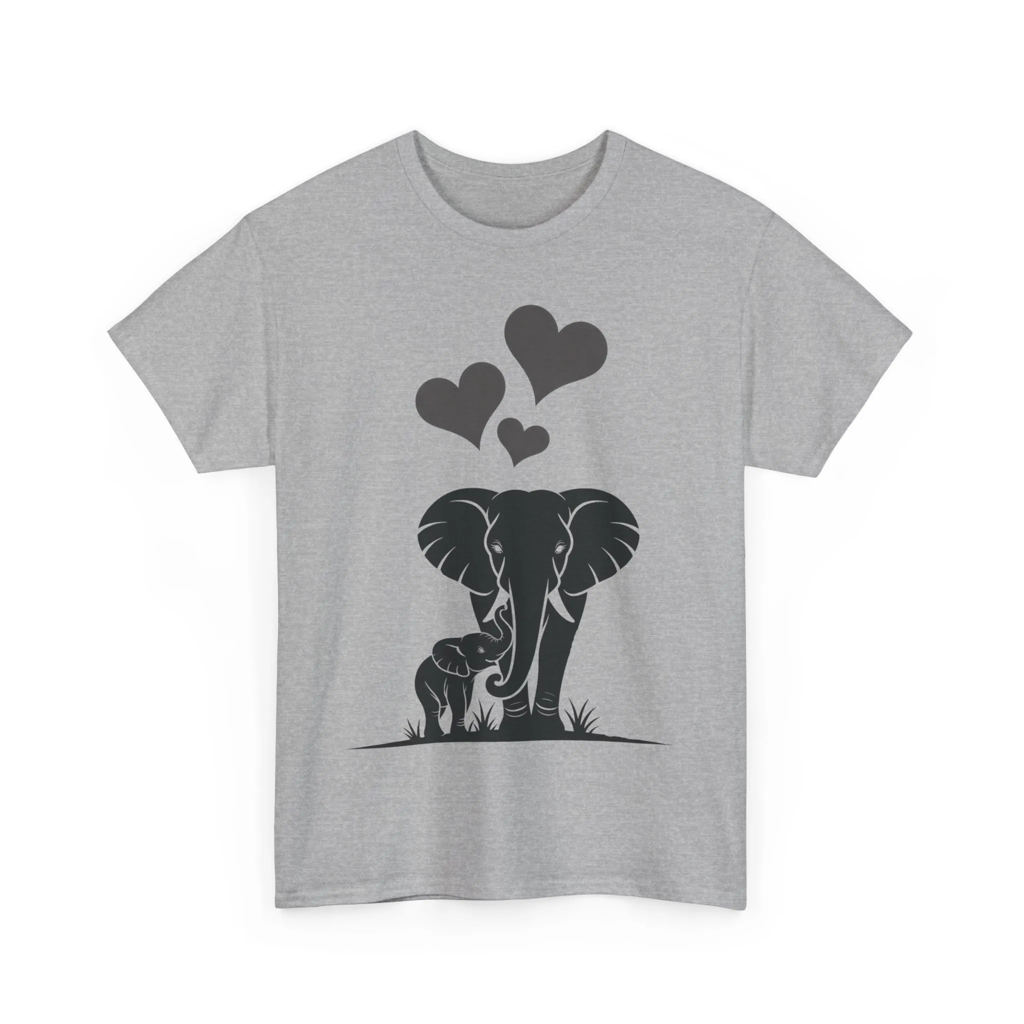 Elephant Mom and Baby T-Shirt, Elephant Love Cotton Tee, Cute Animal Shirt, Animal Lover Gift, Cute Minimalist Elephant Design - Image 4