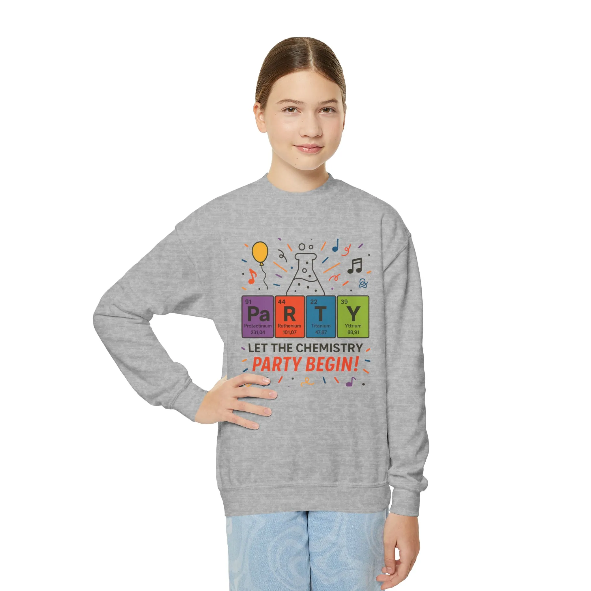 Fun Chemistry Party Youth Crewneck Sweatshirt, Gift for Science Lovers, Birthday Sweatshirt, Kids Party Apparel, Science-Themed Gift - Image 8