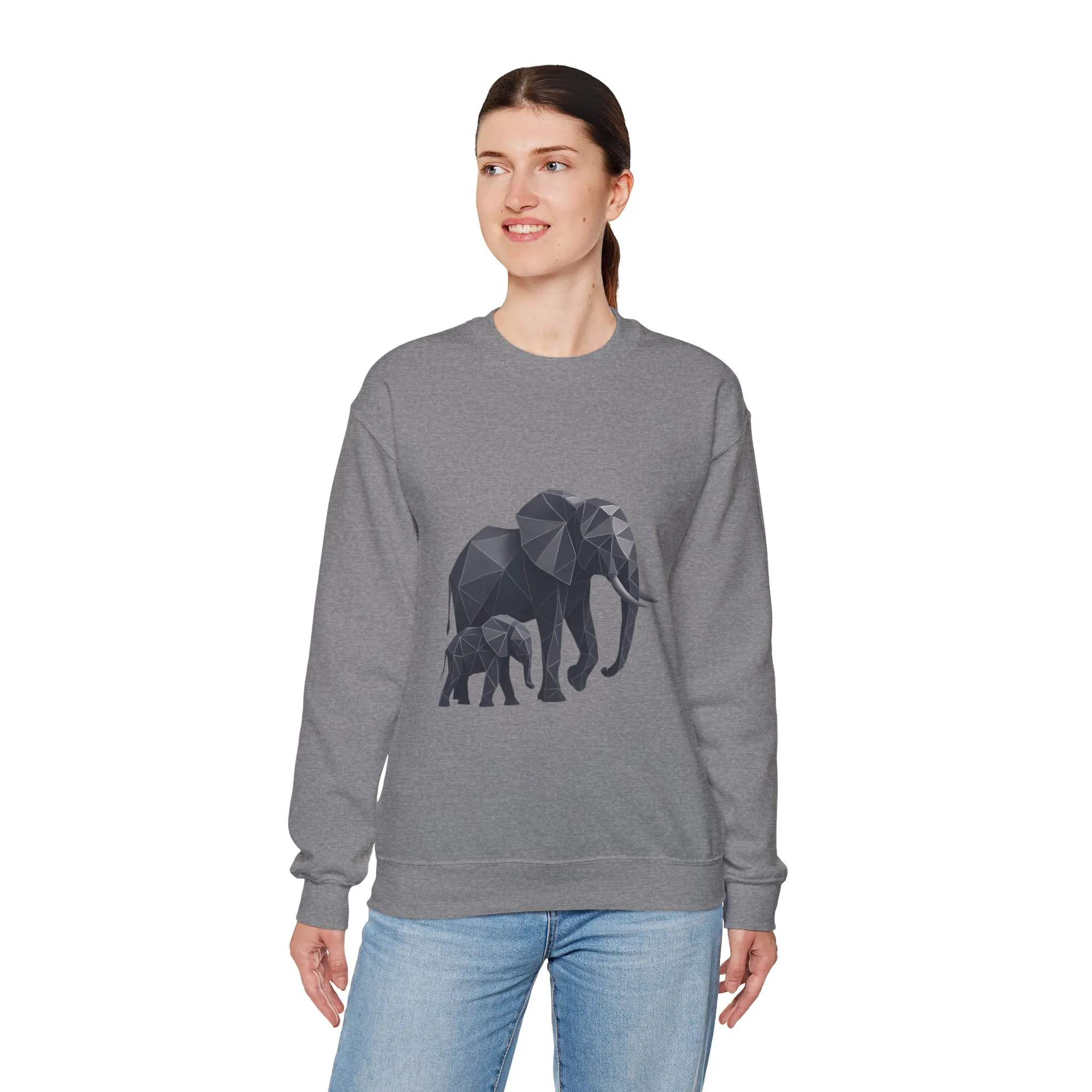 Geometric Elephant Sweatshirt, Cozy Unisex Crewneck, Animal Lover Gift, Nature Inspired Apparel, Eco-Friendly Fashion, Gift for Her - Image 15