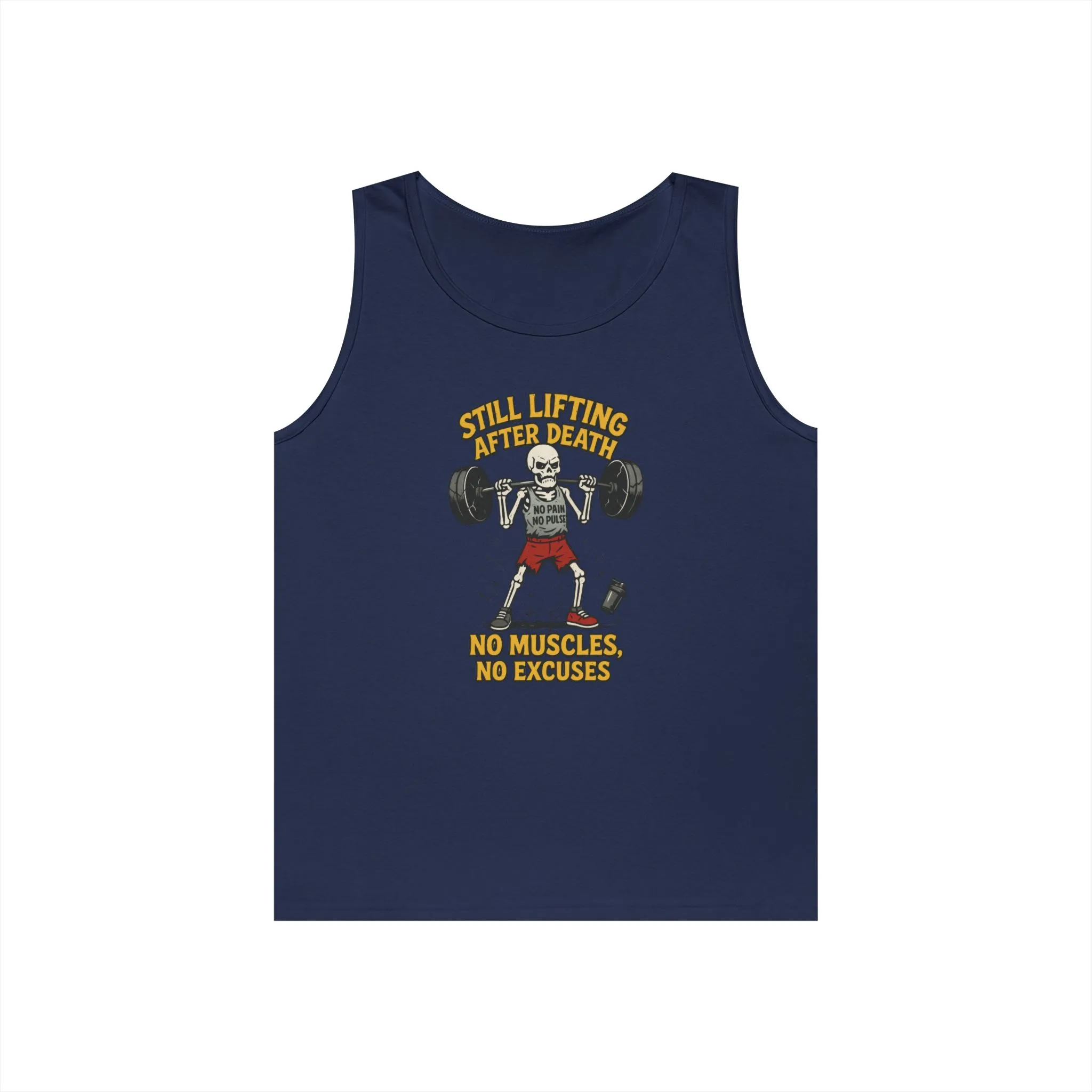 Funny Skeleton Gym Tank Top, Still Lifting After Death, Funny Workout Tee for Men, Fitness Gift, Halloween Apparel, Unisex Cotton Tank Top - Image 13