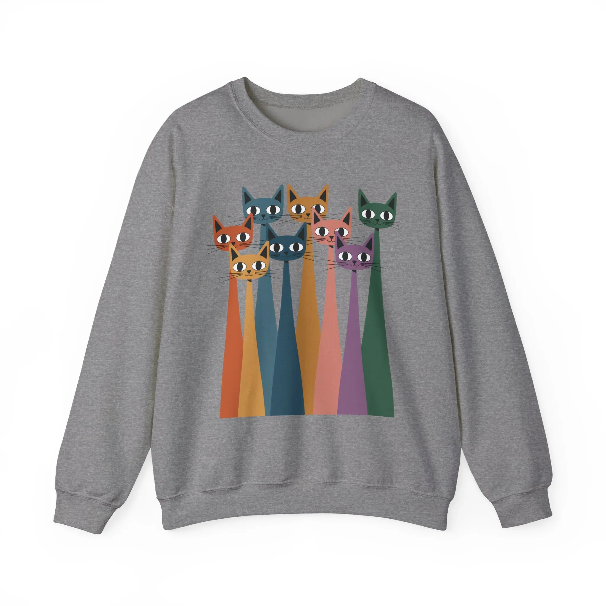 Colorful Cat Sweatshirt, Cozy Crewneck, Cat Lover Gift, Womens Sweatshirt, Cute Animal Apparel, Fun Gift for Cat Owners - Image 10